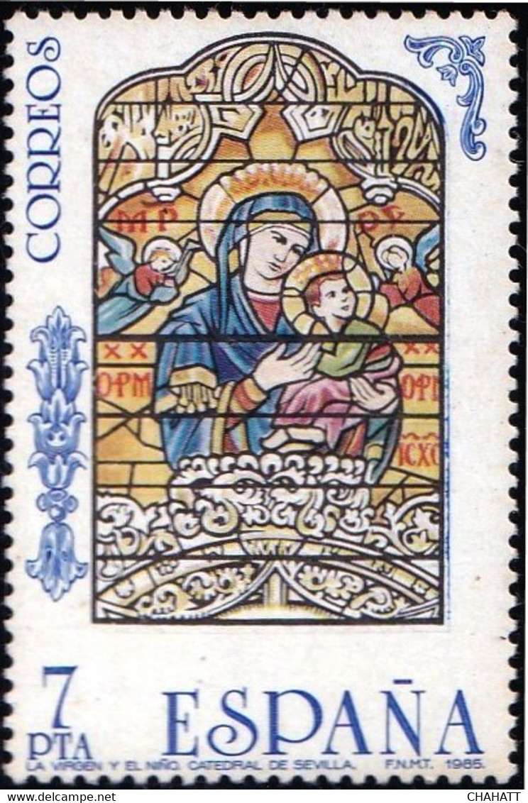 SPAIN-STAINED GLASS PAINTINGS-SET OF 3-SPAIN-1985-MNH-A4-555 - Sonstige & Ohne Zuordnung