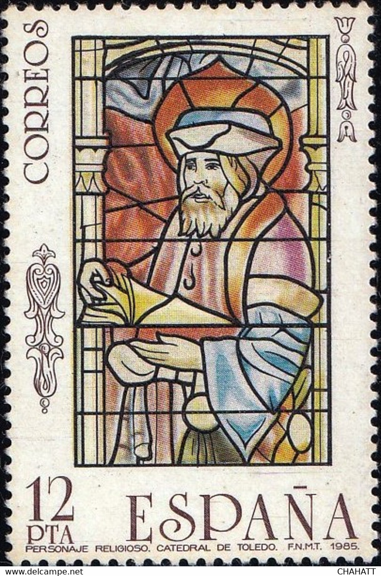 SPAIN-STAINED GLASS PAINTINGS-SET OF 3-SPAIN-1985-MNH-A4-555 - Other & Unclassified