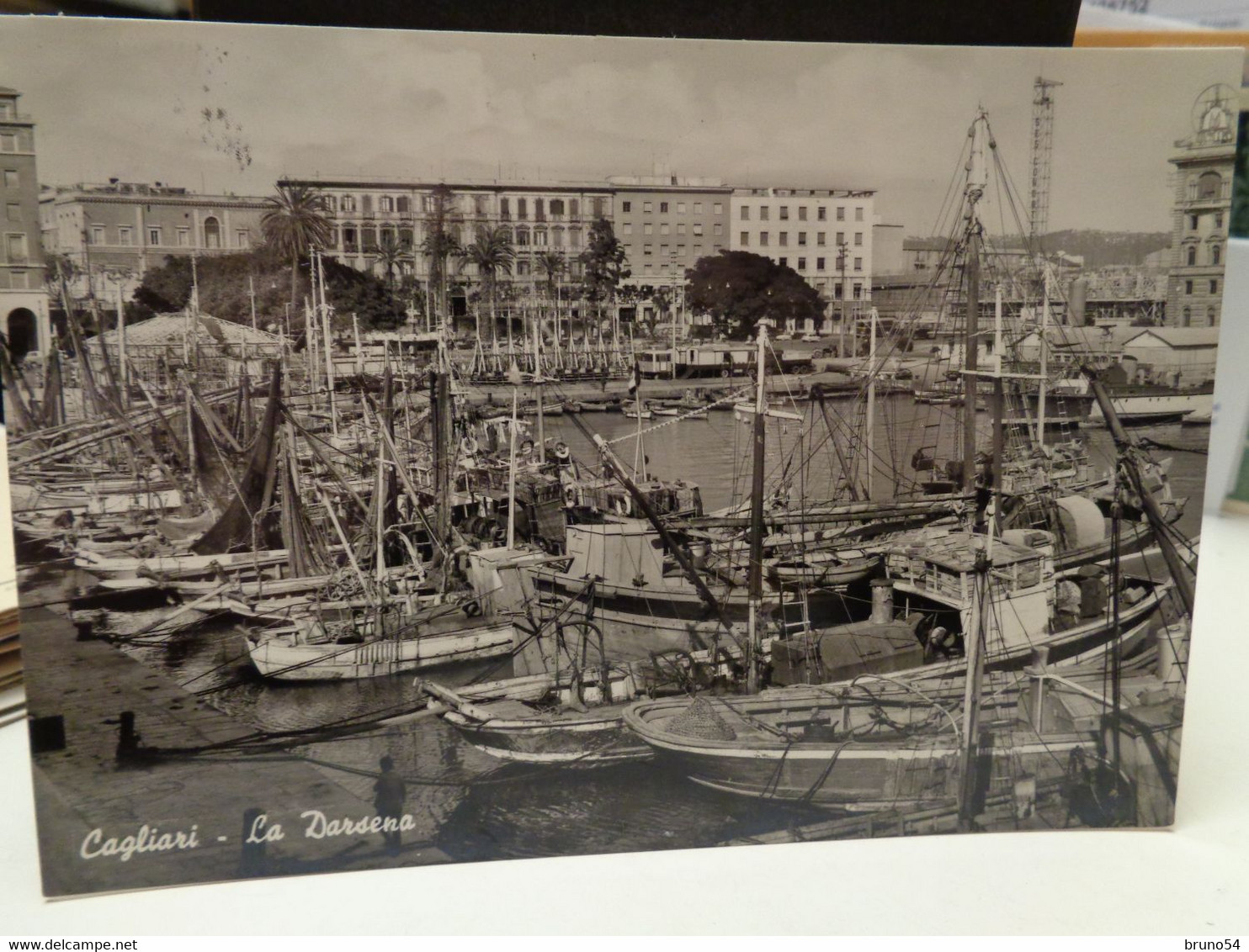 Cartolina Cagliari La Darsena  Barche Da Pesca 1961 - Cagliari