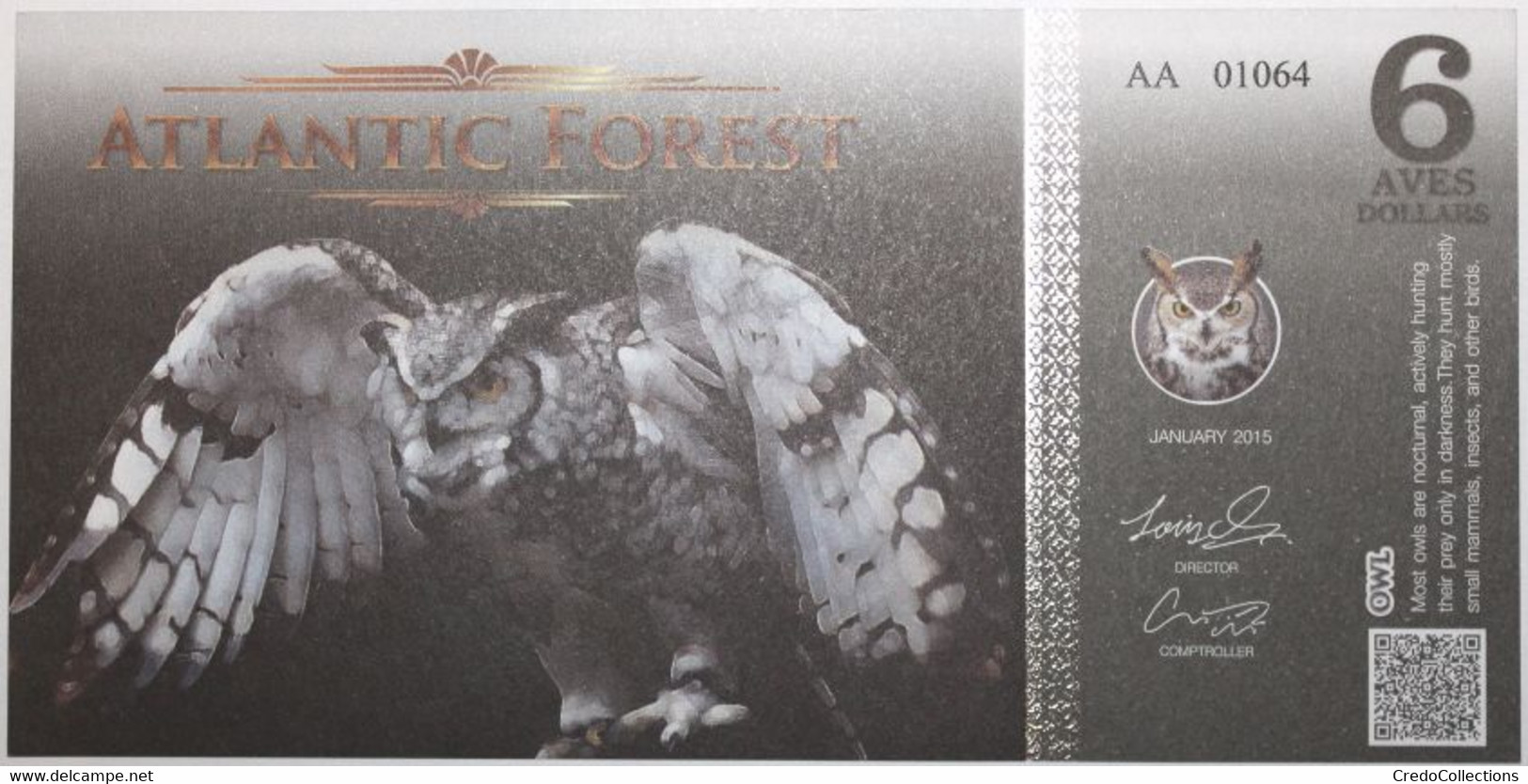 Atlantic Forest - 6 Aves Dollars - 2015 - PICK ATL-6 - NEUF - Ficción & Especímenes