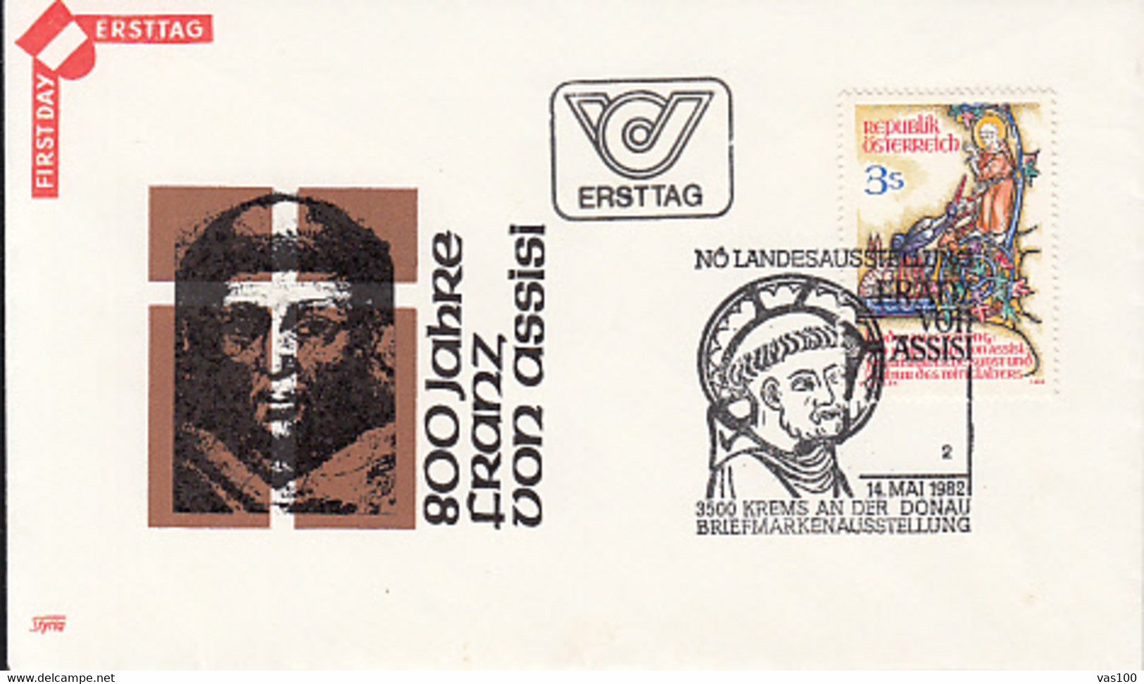 RELIGION, THEOLOGIANS, SAINT FRANCIS OF ASSISI, COVER FDC, 1982, AUSTRIA - Theologen