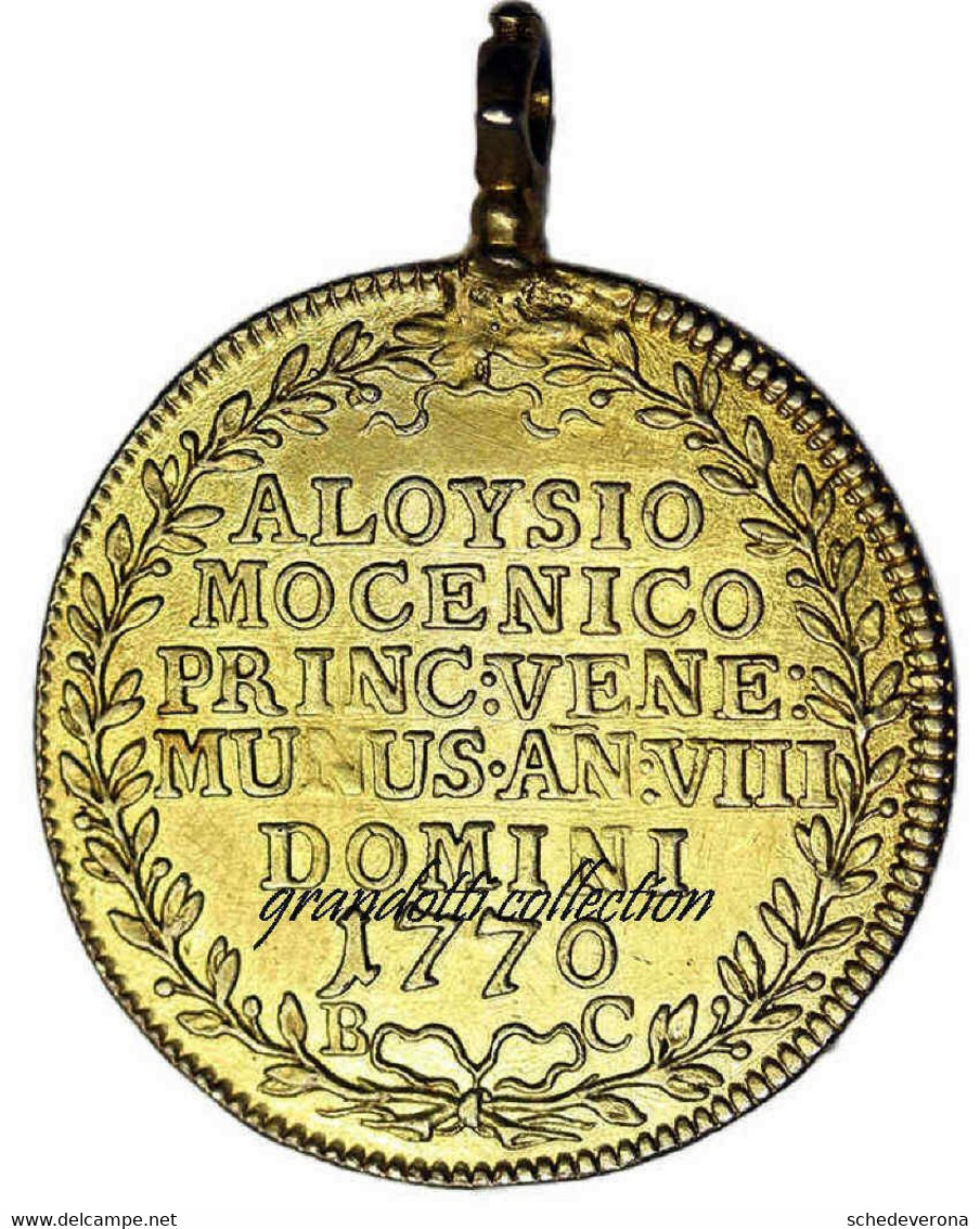 ALVISE IV MOCENIGO OSELLA 1770 ANNO VIII VENEZIA MONETA ARGENTO DORATO MONTATA - Venise