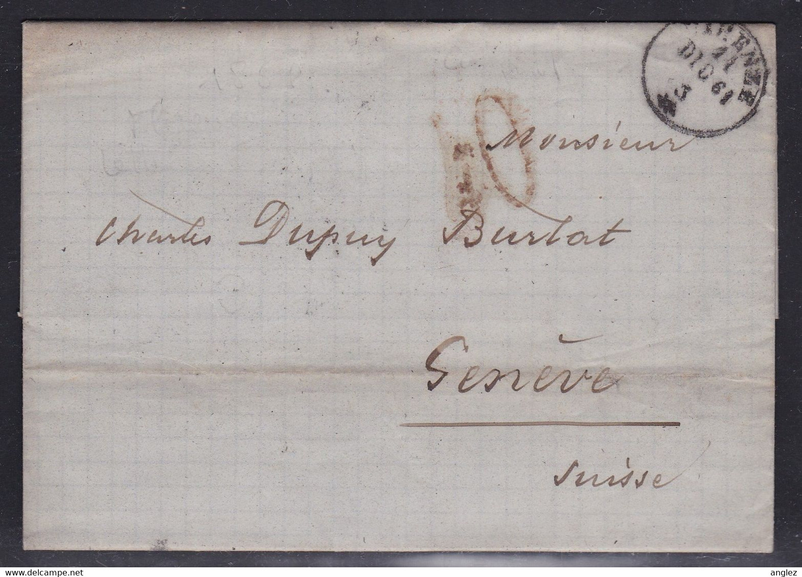 Italy - 1861 Entire Letter - Firenze To Geneva Switzerland Via Torino - Marcophilie