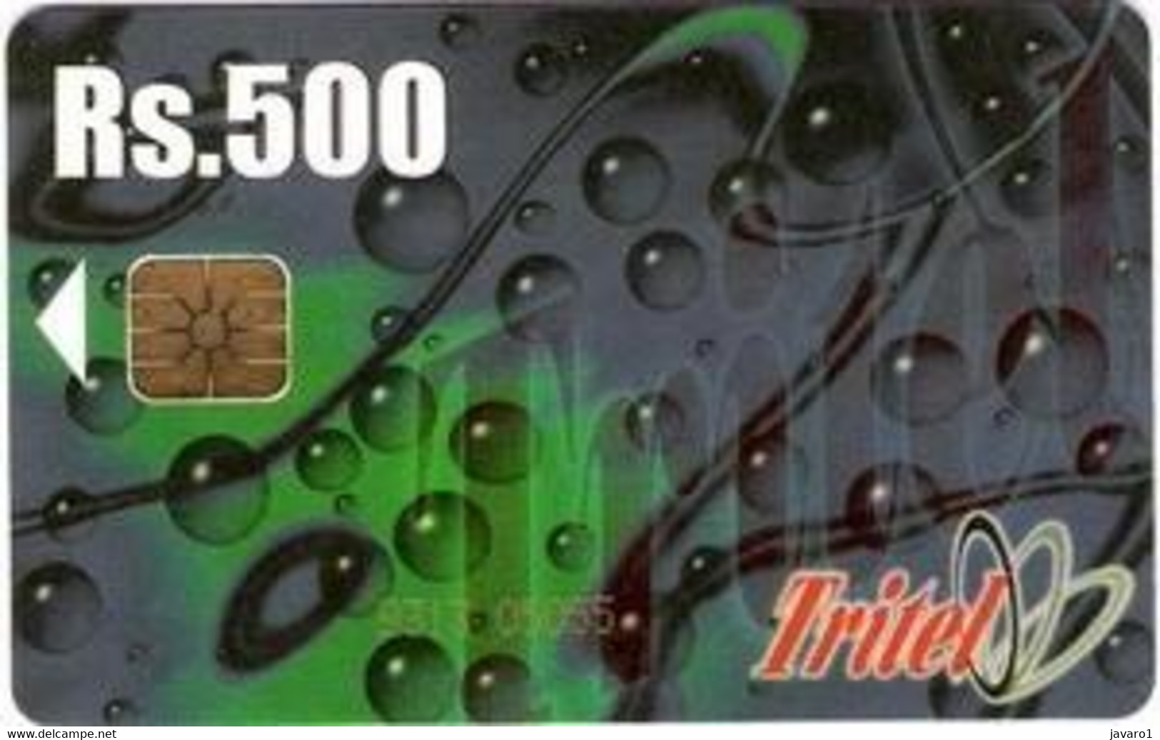 TRITEL : TRI10A 500 Abstract Design (Yellow Batch 9313 In Front) USED - Sri Lanka (Ceylon)