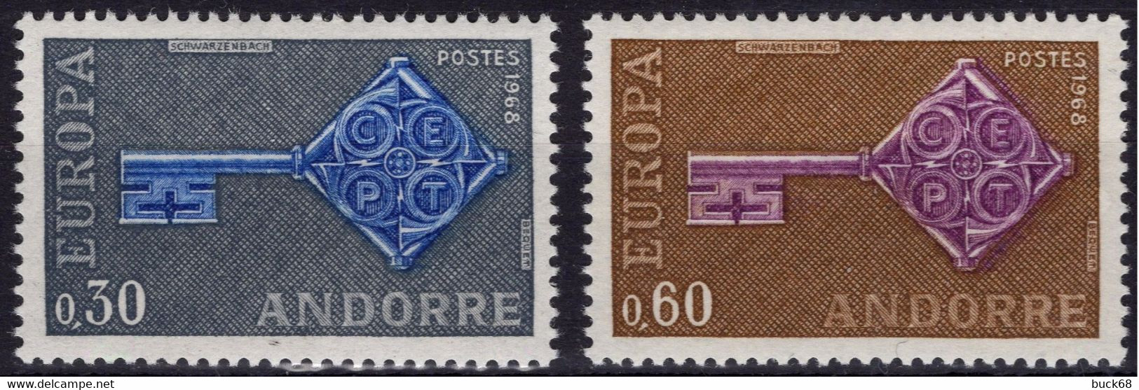 ANDORRE Poste 188 189 ** MNH EUROPA CEPT 1967 Engrenage (CV 35 €) - Altri & Non Classificati