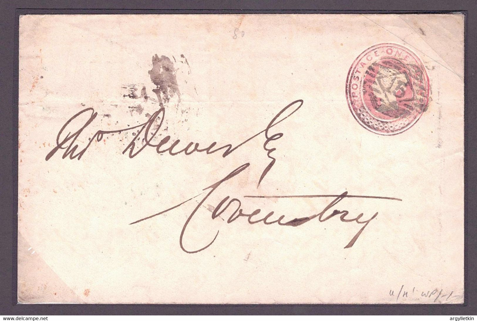 GB STATIONERY VICTORIA 1854 BLACKWALL RAILWAY HANDSTAMP COVENTRY - Lettres & Documents