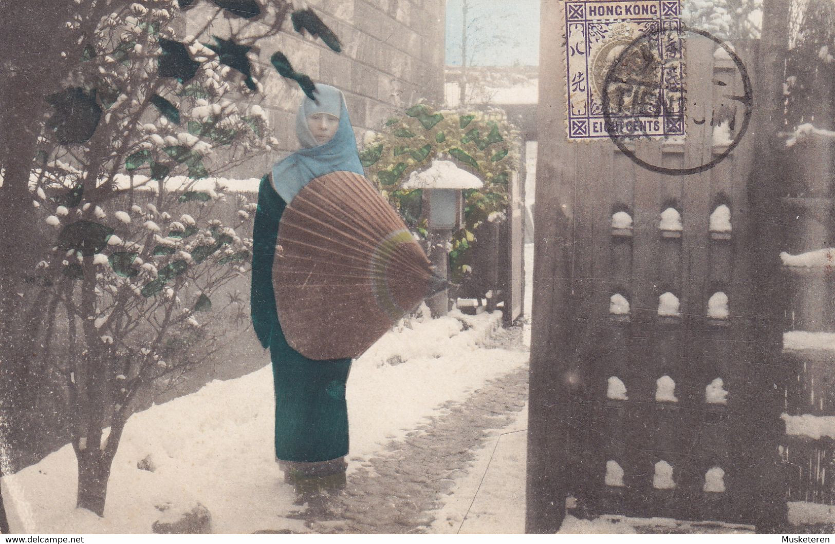 China TIENTSIN Cancel Woman W. Umbrella In Snow Perfin Perforé Lochung 'H.S.B.C.' THE HONG KONG & SHANGHAI BANKING CORP. - Covers & Documents