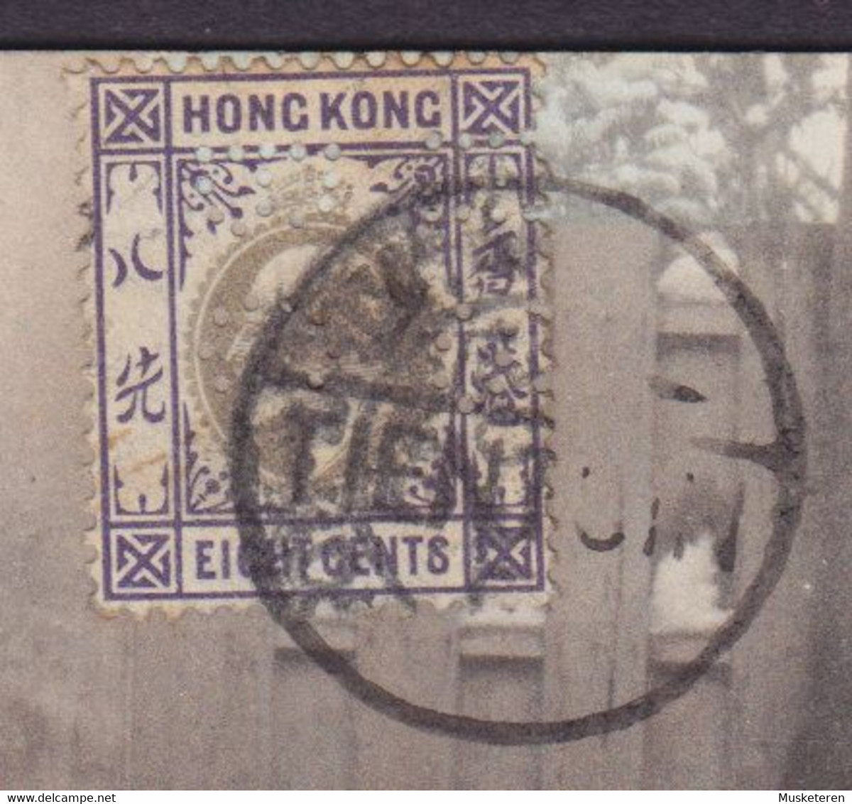 China TIENTSIN Cancel Woman W. Umbrella In Snow Perfin Perforé Lochung 'H.S.B.C.' THE HONG KONG & SHANGHAI BANKING CORP. - Lettres & Documents