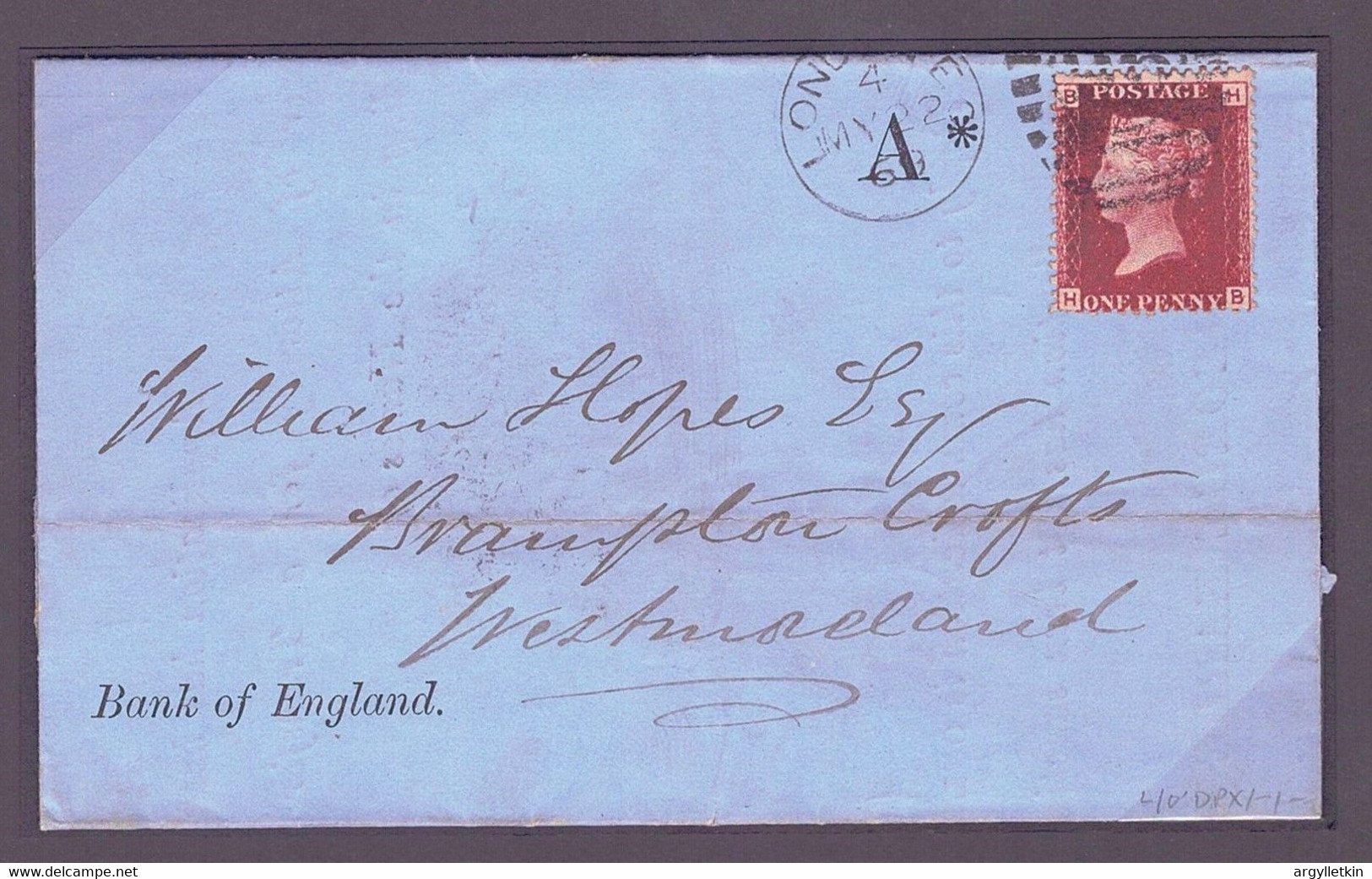 GB LONDON BANK OF ENGLAND RAILWAY WESTMORELAND 1d RED - Brieven En Documenten