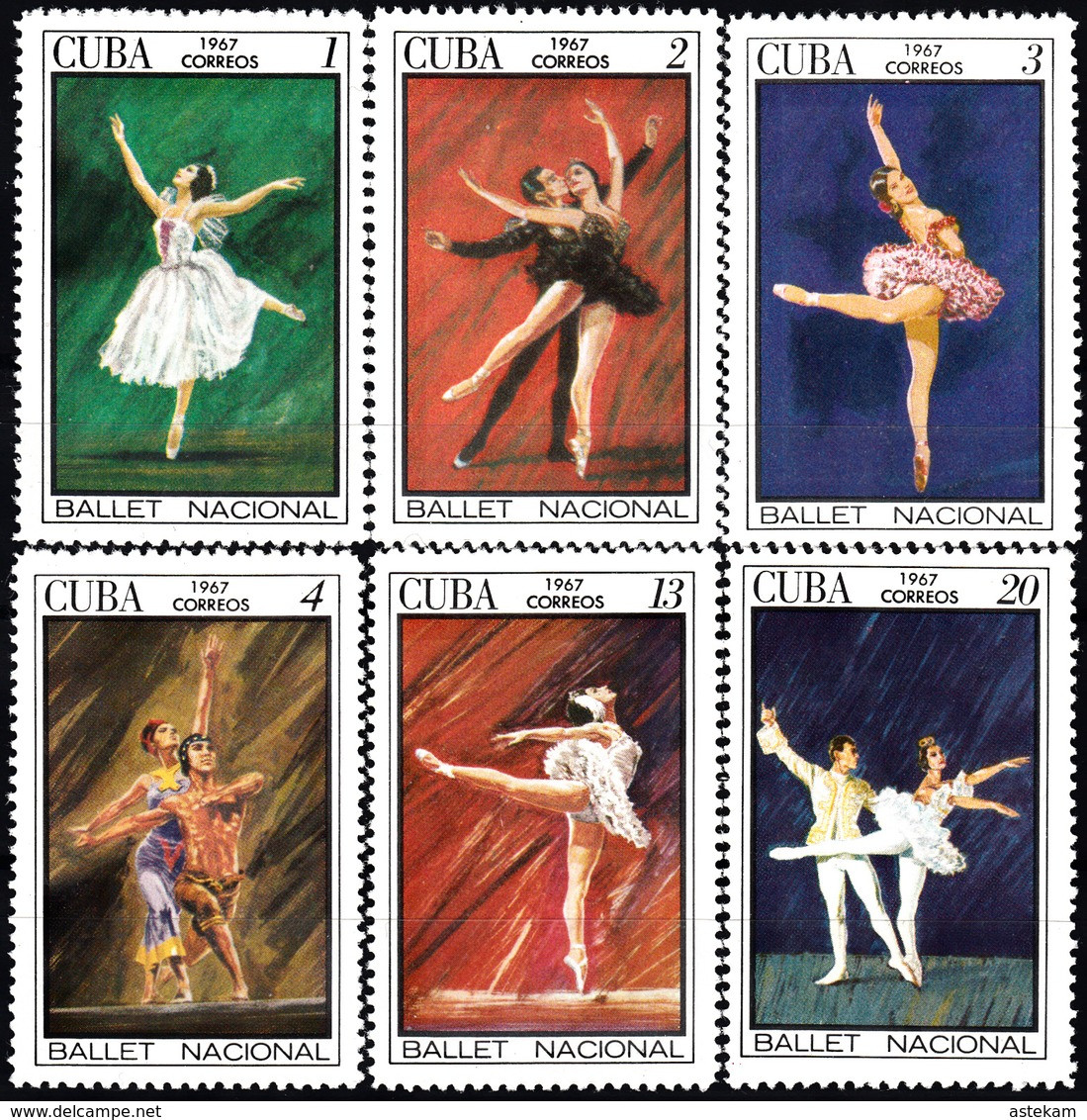 CUBA 1967, BALLET ART, INTERNATIONAL FESTIVAL In HAVANA, COMPLETE, MNH SET In GOOD QUALITY, *** - Unused Stamps