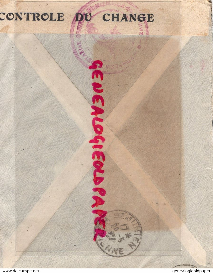 GRECE- ENVELOPPE CENSURE PAR AVION  ACOEL & CO-THESSALONIKI-- A PIERRE PERUCAUD MEGISSERIE ST SAINT JUNIEN-1937 - Briefe U. Dokumente