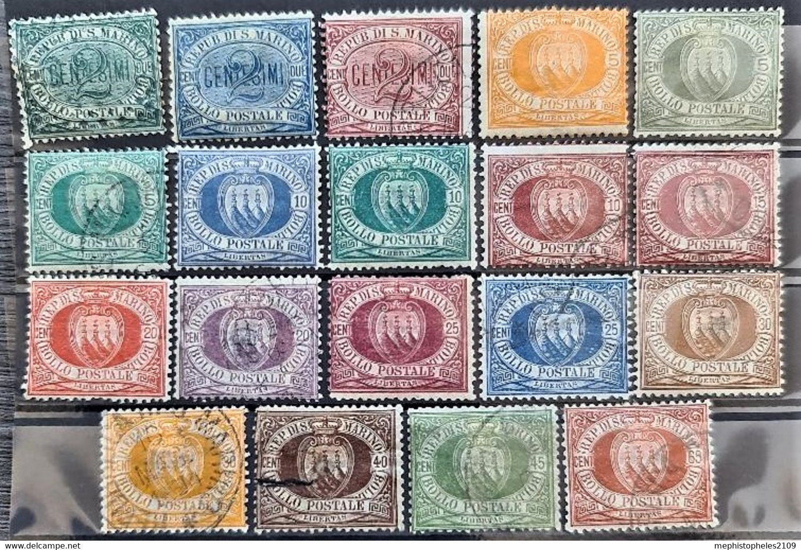 SAN MARINO 1877-99 - Canceled/MLH - Sc# 1-16, 18-21 - Used Stamps