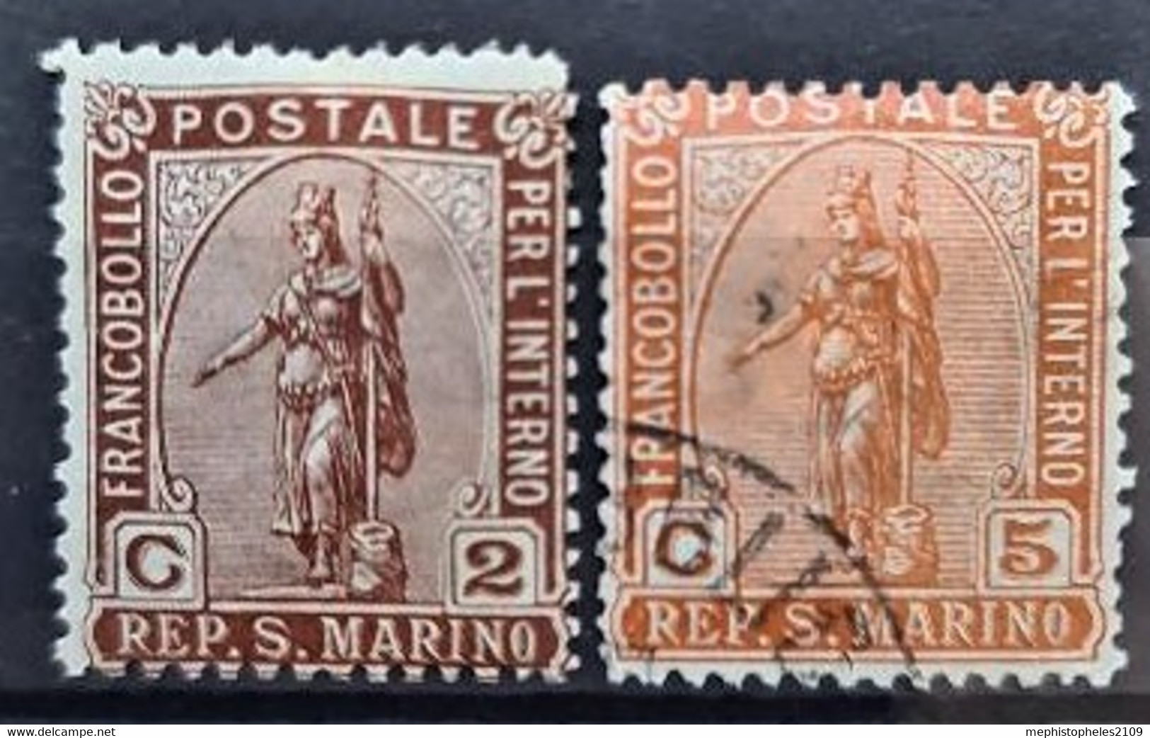 SAN MARINO 1899 - Canceled/MLH - Sc# 32, 34 - 2c 5c - Used Stamps
