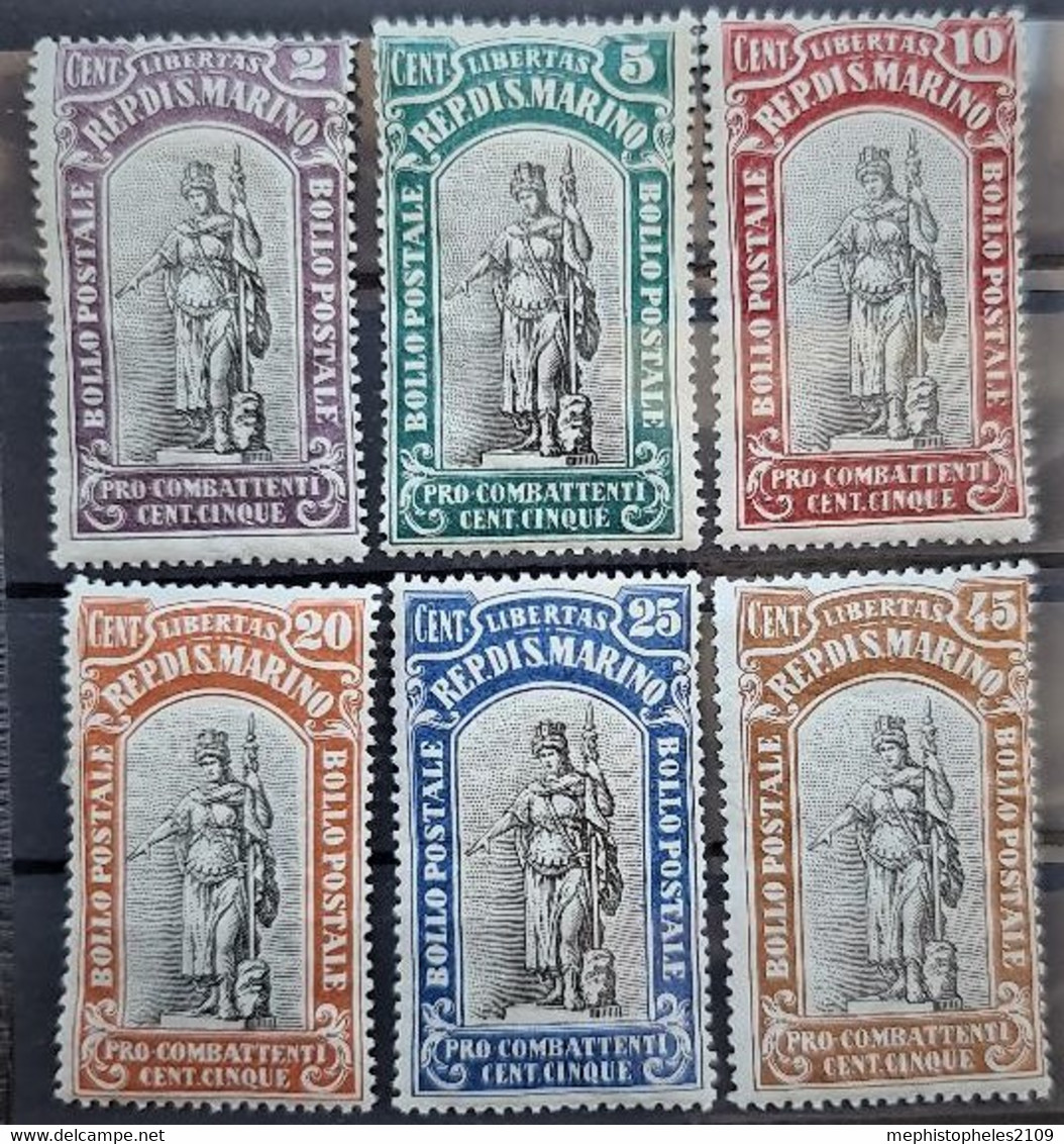 SAN MARINO 1918 - MLH - Sc# B3-B8 - Used Stamps