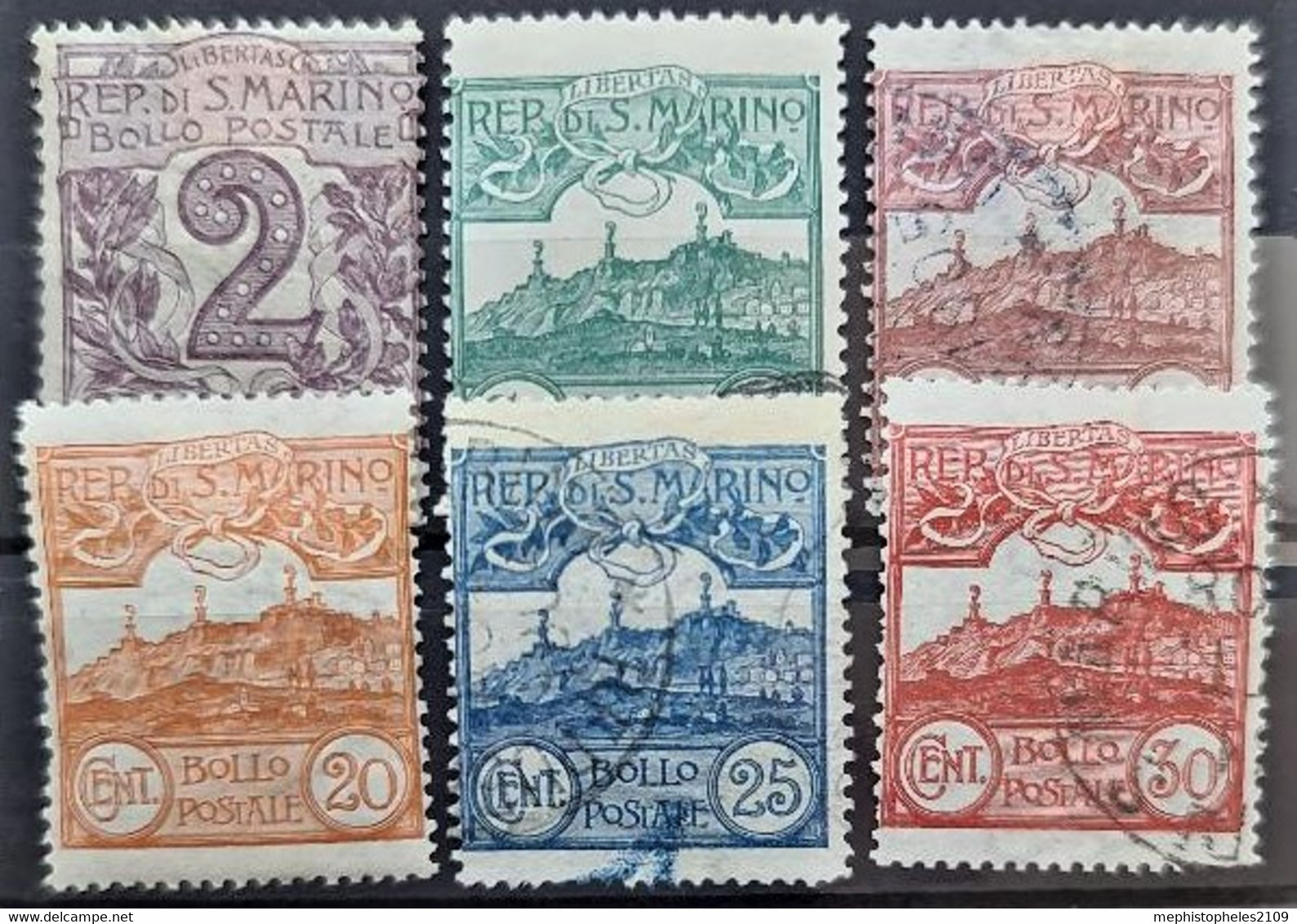 SAN MARINO 1903 - Canceled/MLH - Sc# 40, 42, 45, 50, 53, 56 - Oblitérés