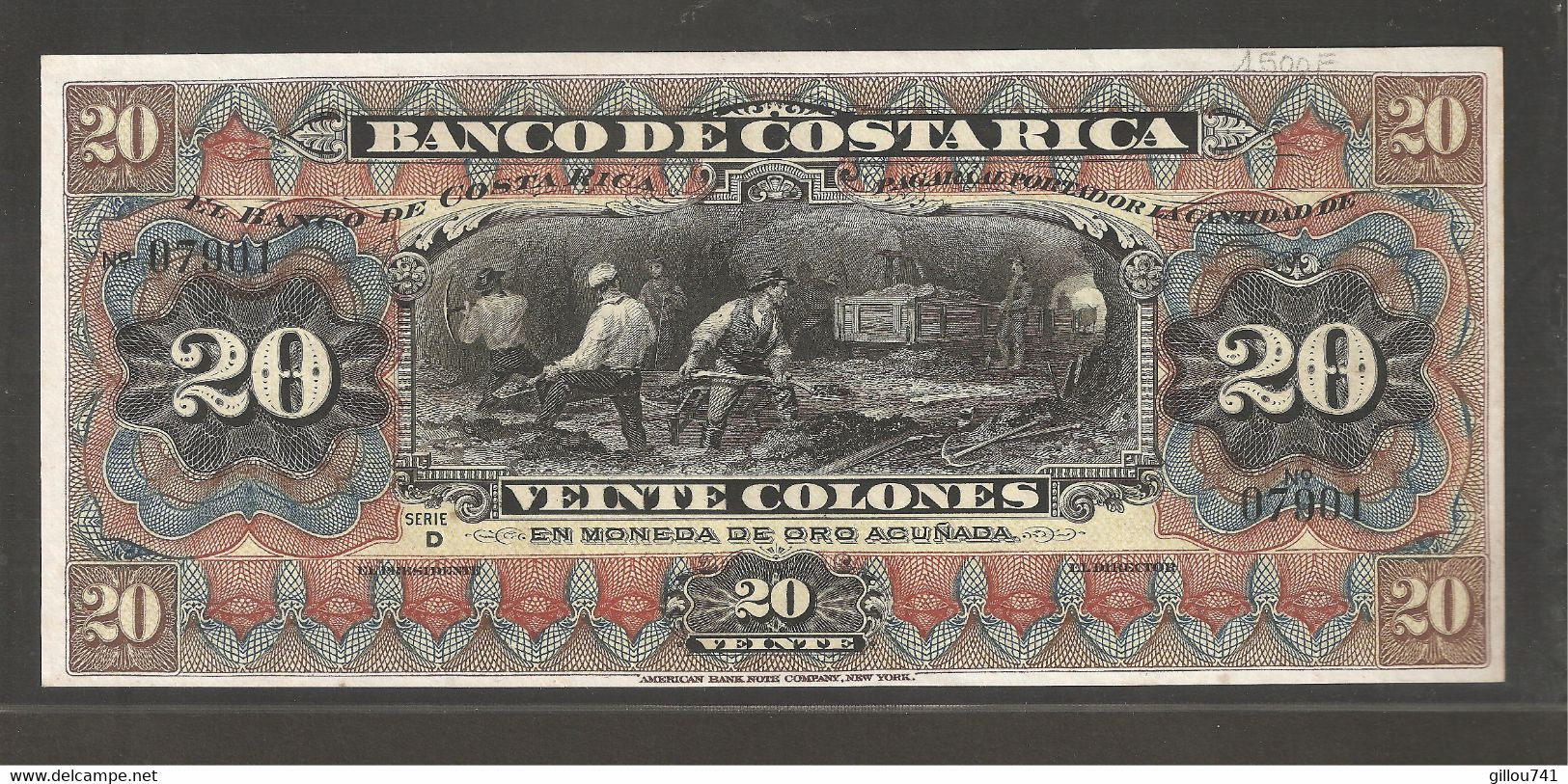 Costa Rica, 20 Costa Rican Colón, 1901 - Costa Rica