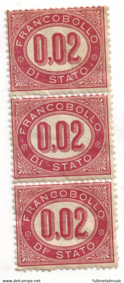 Lotto Tripletta Francobolli Di Stato 2 Centesimi 1875 (C) - Neufs