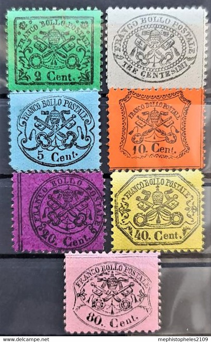 ROMAN STATES 1867 - MNG- Sc# 19-25 - Complete Set! - Kerkelijke Staten