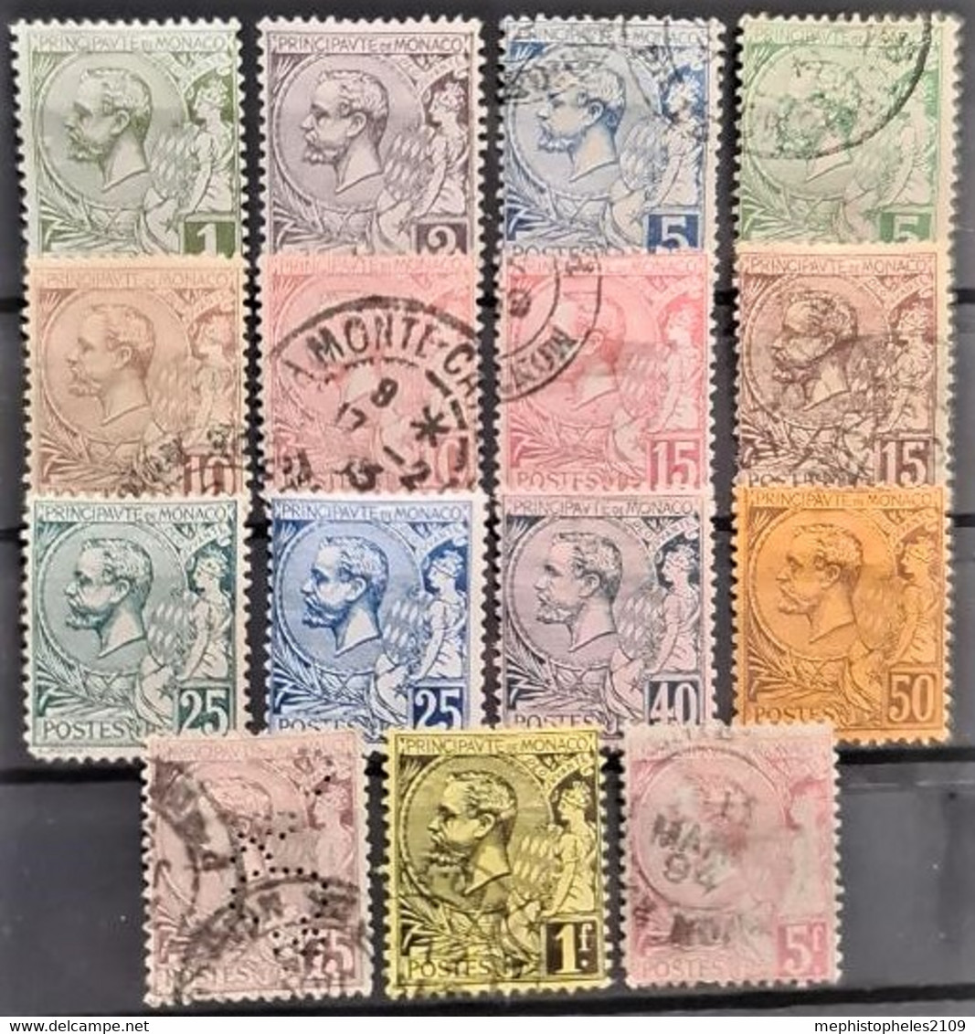MONACO 1891-1921 - Canceled/MLH - Sc# 11-18, 20-24, 26, 27 - Used Stamps
