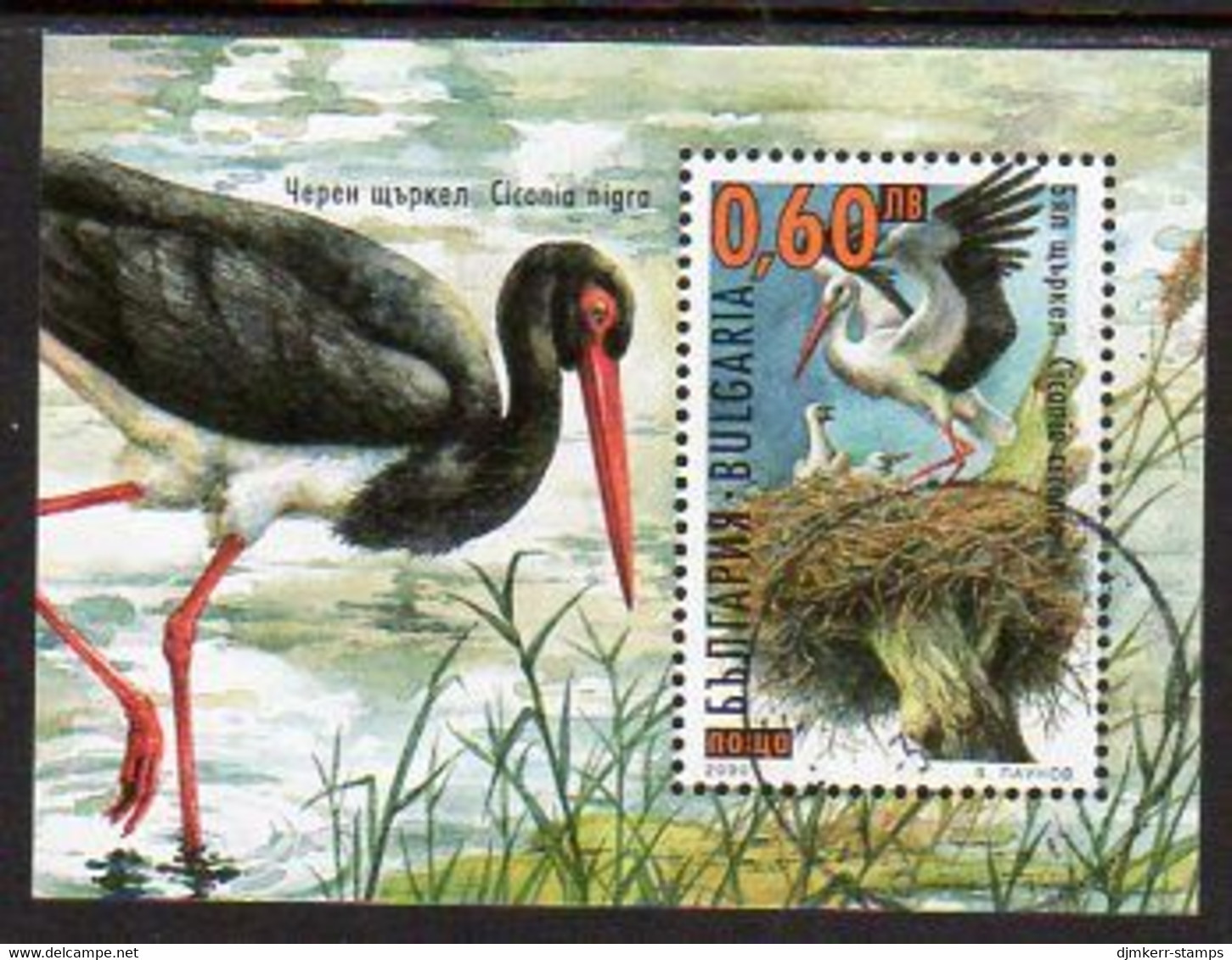 BULGARIA 2000 Nature Protection: Stork Block Used.  Michel Block 242 - Blocchi & Foglietti