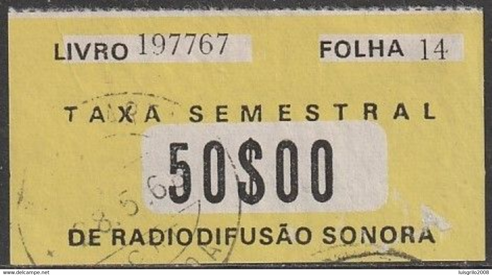Fiscal/ Revenue, Portugal - Tax/ Taxa De Radiodifusão Sonora -|- 50$00, 1961 - Gebraucht