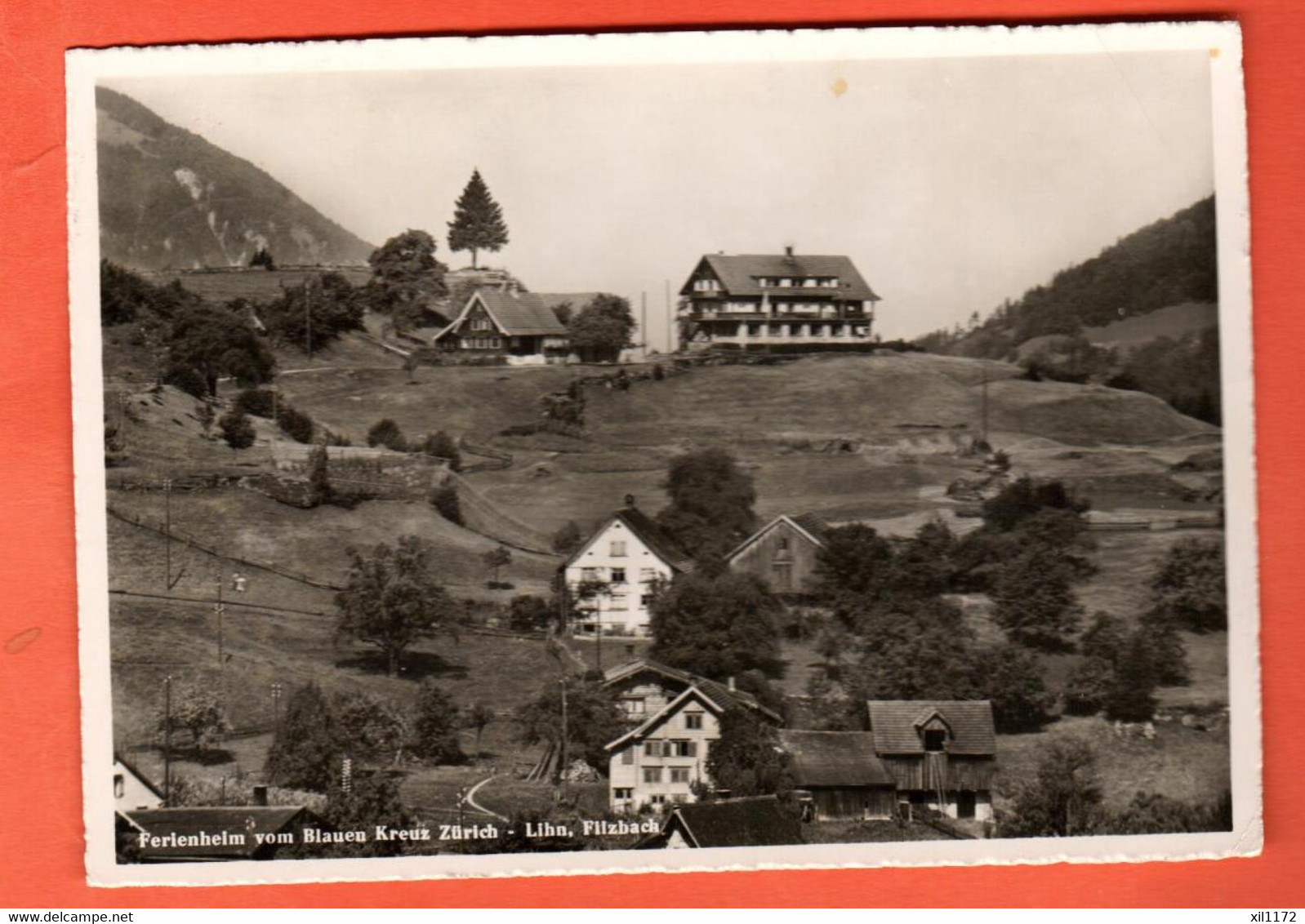 ZIF-01 Filzbach Glarus  Lihn, Ferienheim  Vom Blauen Kreuz Zürich Croix-Bleue. Gelaufen 1956, Gross Format - Filzbach