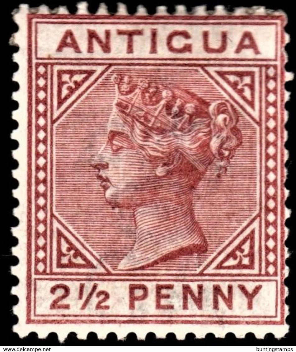 Antigua 1882 SG 22  2½d Red-brown  Crown CA  Perf 14   Mint   THINNED - 1858-1960 Crown Colony