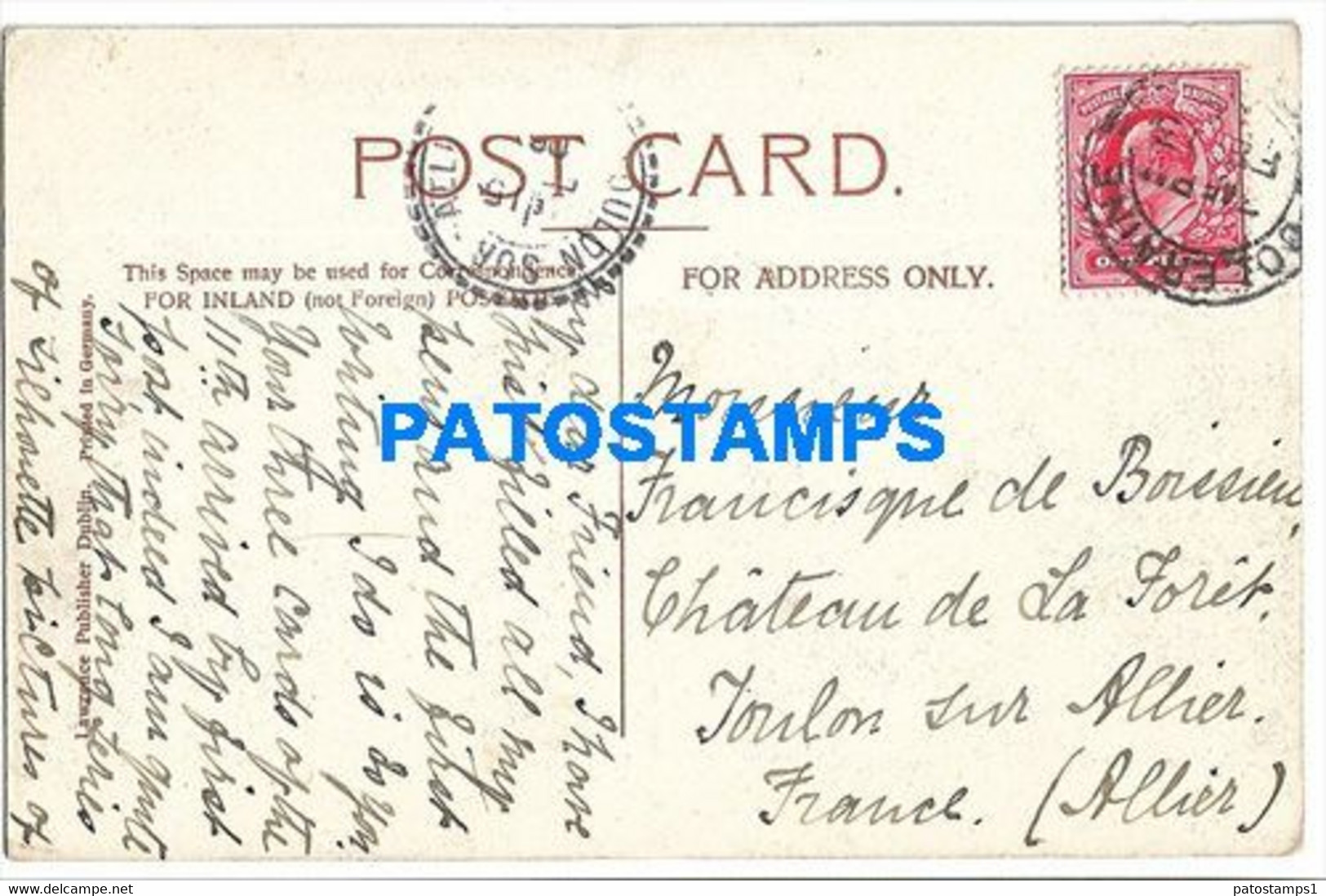 152057 IRELAND CO. CORK BANTRY NEW STREET STAMP UK CIRCULATED TO FRANCE POSTAL POSTCARD - Autres & Non Classés