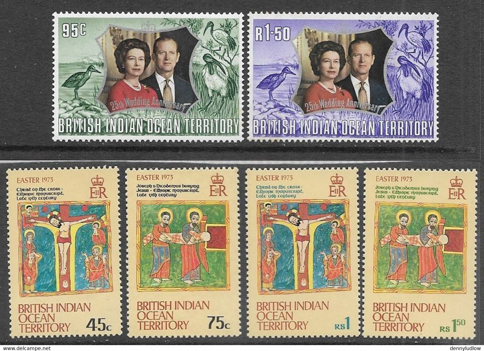 British Indian Ocean Territory    1972-3  Sc#48-53   Silver Wedding & Easter Sets   MNH   2016 Scott Value $4.10 - Territorio Británico Del Océano Índico