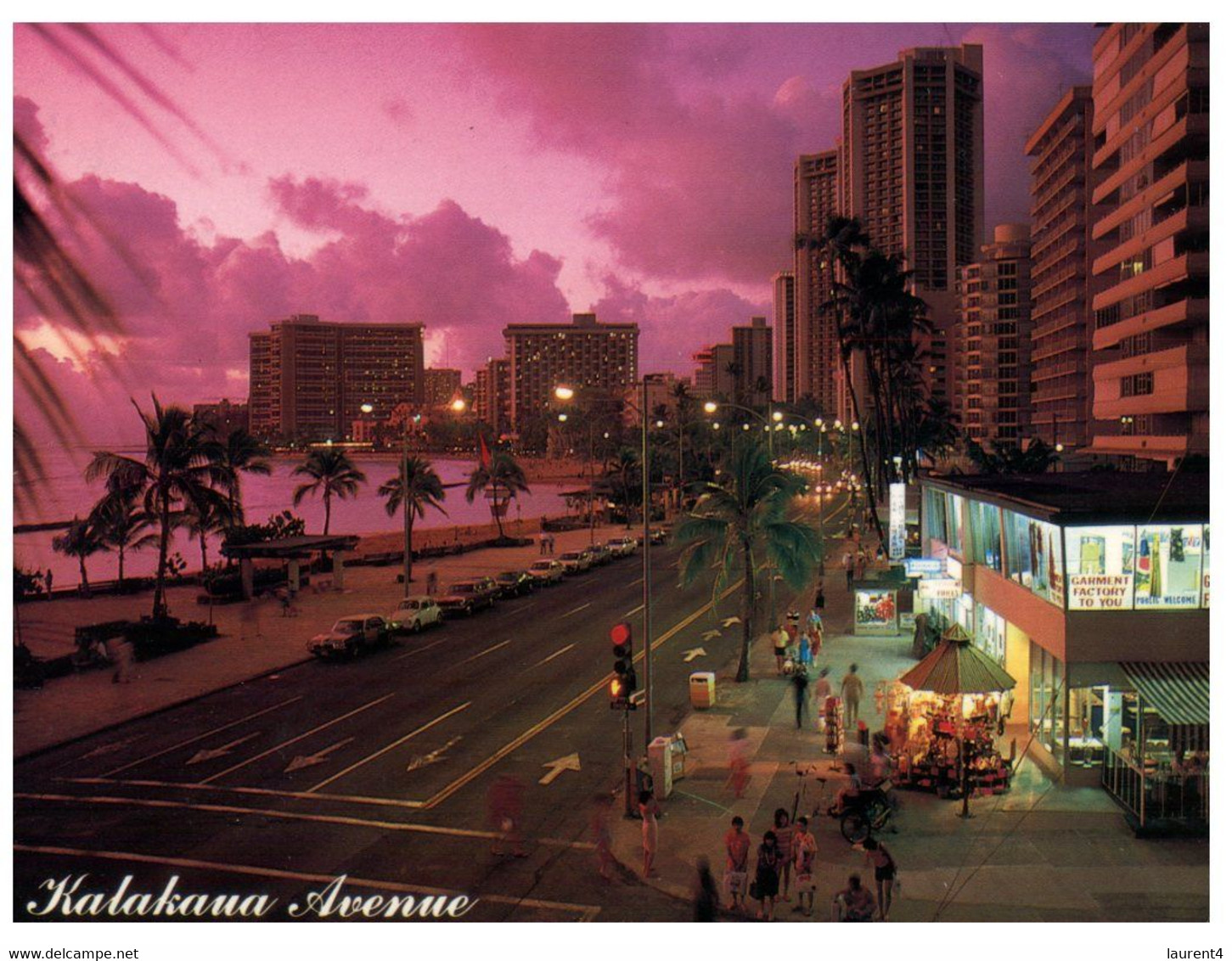 (GG 20) USA Hawaii - Posted To Australia In 1987) Sunset On Kalukaua Avenue - Big Island Of Hawaii