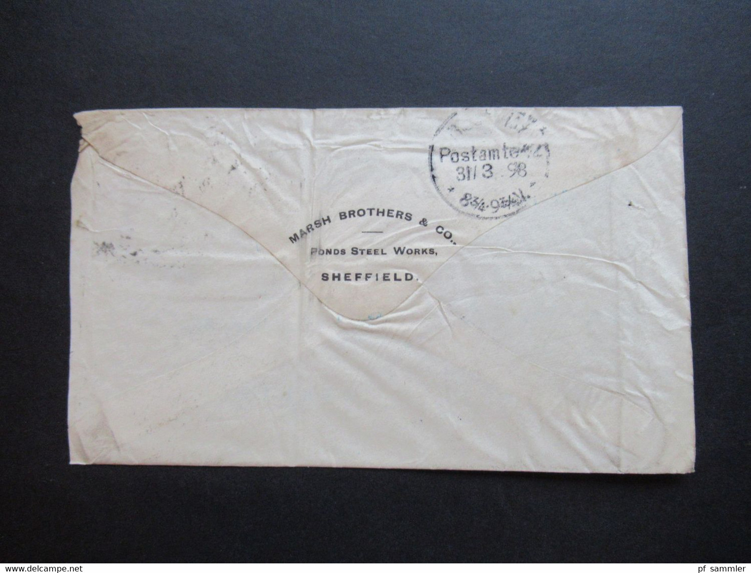 GB 1898 Michel Nr. 89 EF Stempel Sheffield Umschlag Marsh Brother & Co. Ponds Steel Works Sheffield - Zonder Classificatie