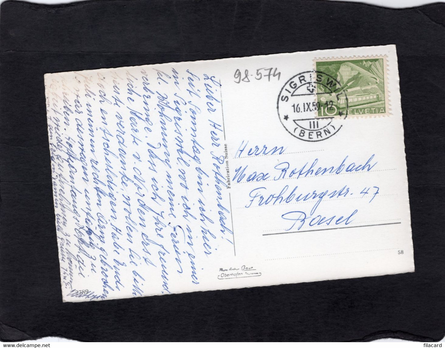 98574    Svizzera,   Sigriswil,  Thunersee,  VG  1959 - Sigriswil