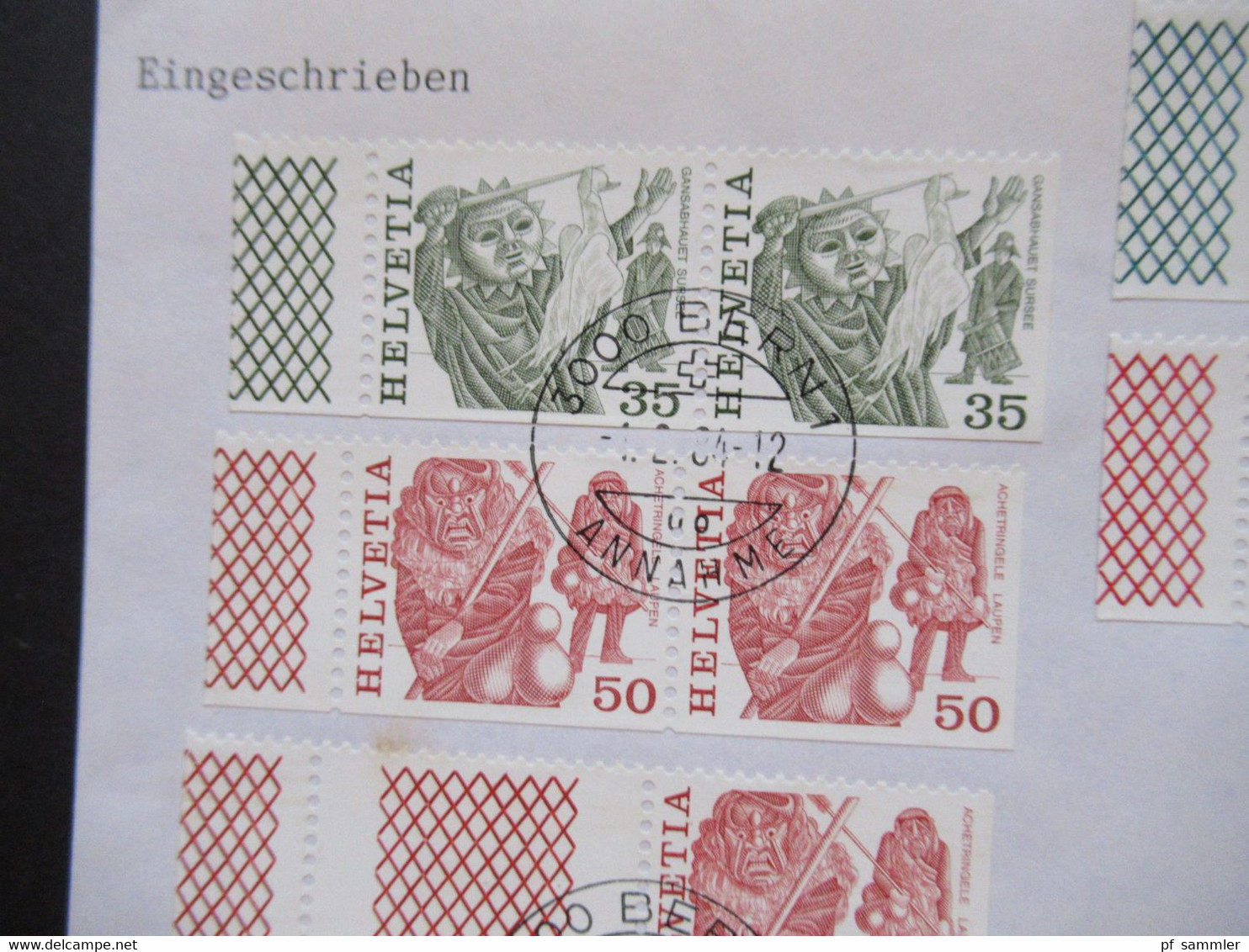 Schweiz 1977 / 84 Volksbräuche Zusammendrucke Paare Aus Markenheftchen Unten Ungezähnt Einschreiben 3000 Bern 1 Annahme - Briefe U. Dokumente