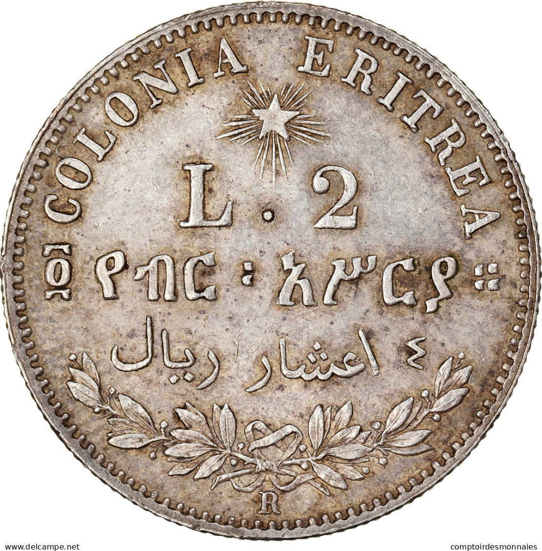 Monnaie, Eritrea, Umberto I, 2 Lire, 1890, Roma, SUP, Argent, KM:3 - Erythrée