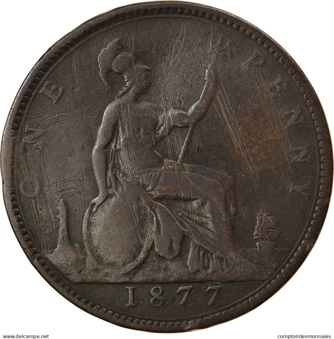 Monnaie, Grande-Bretagne, Victoria, Penny, 1877, TB, Bronze, KM:755 - D. 1 Penny