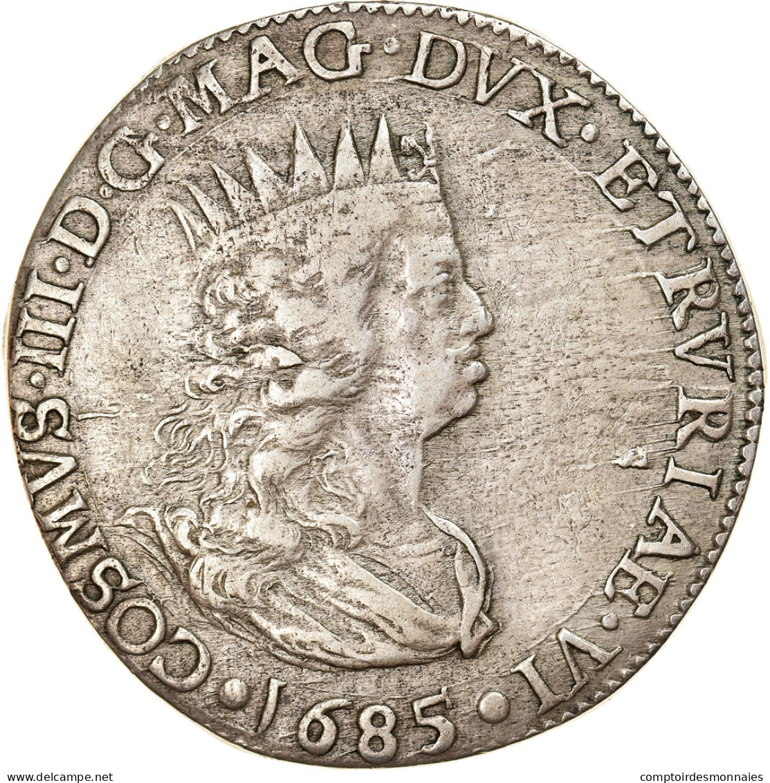 Monnaie, États Italiens, Cosimo III, Tollero, 1685, Livorno, TTB, Argent - Toscane