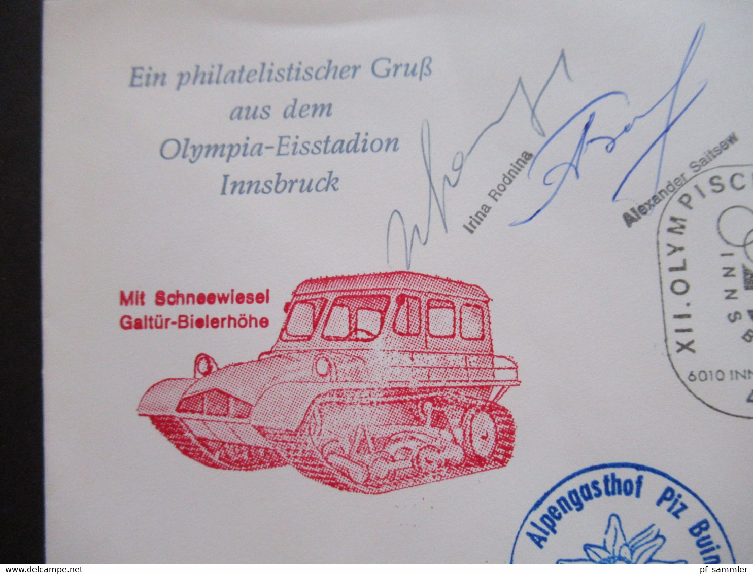 1976 XII.Olympische Winterspiele Eislaufen Sonderumschlag Original Autogramme Von Irina Rodnina Und Alexander Saitsew - Covers & Documents