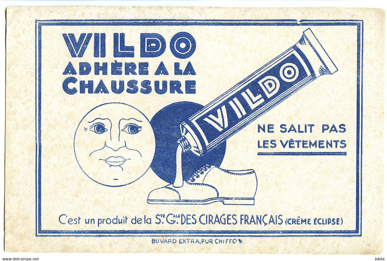 Buvard 21.2 X 13.6 VILDO Produit De La Société Générale Des Cirages Français (Crème Eclipse) Lune - Shoes