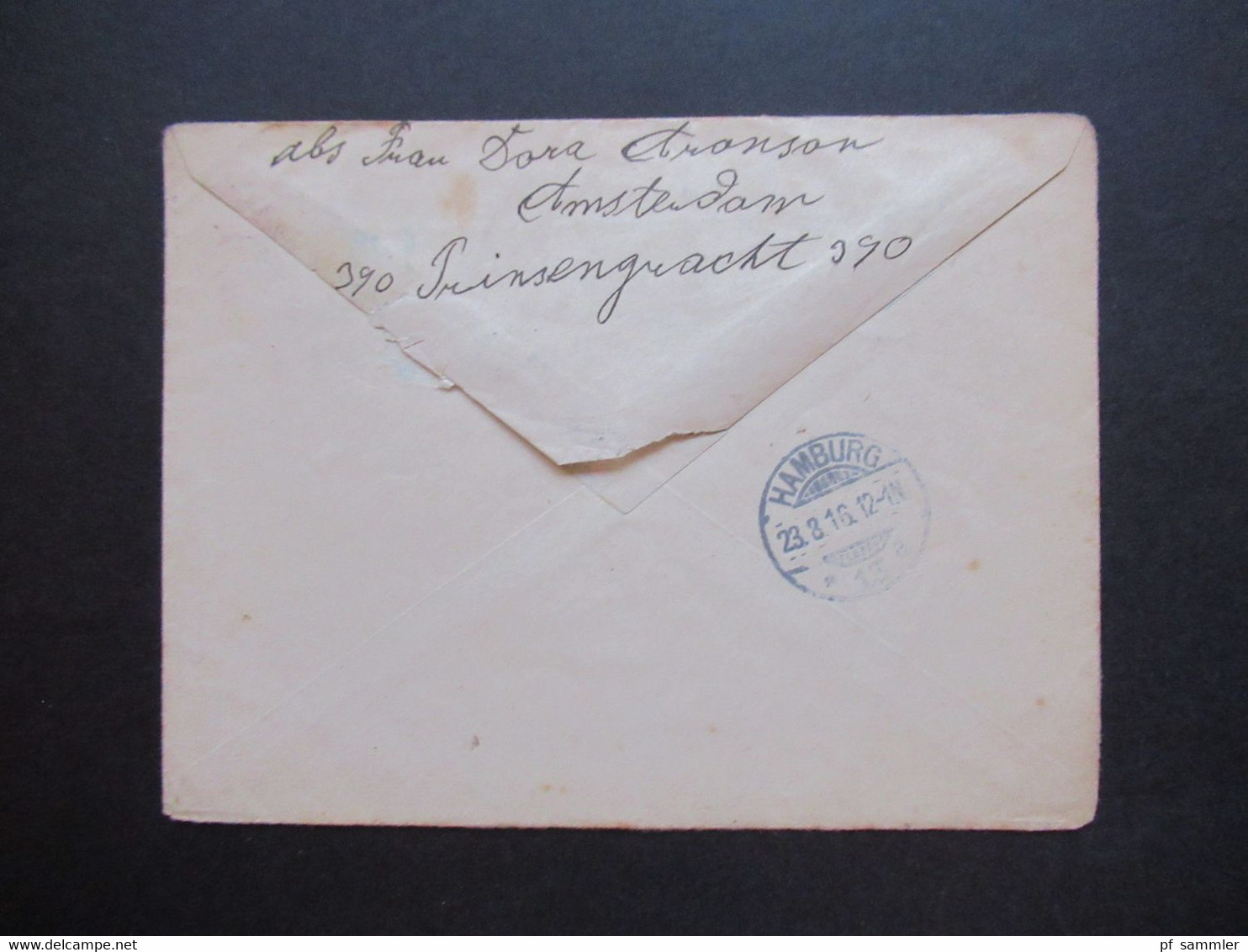 Niederlande 1916 Einschreiben Amsterdam Ni. 360 Nach Hamburg Mit Ank. Stempel - Lettres & Documents