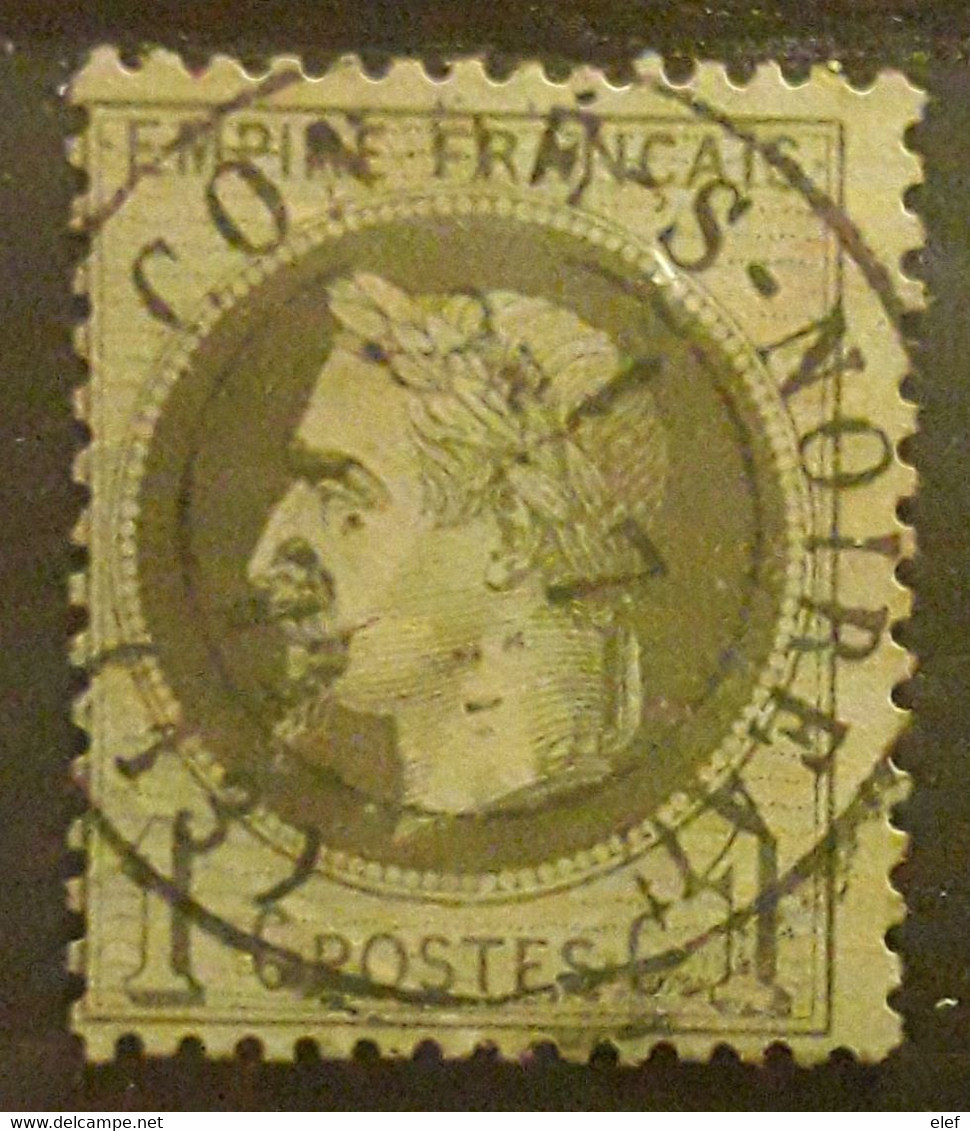 Empire Lauré No 25, 1 C Bronze Obl Cachet à Date De CONDE SUR NOIREAU,  Calvados, 7 Juillet 1871 ! TTB - 1863-1870 Napoléon III. Laure