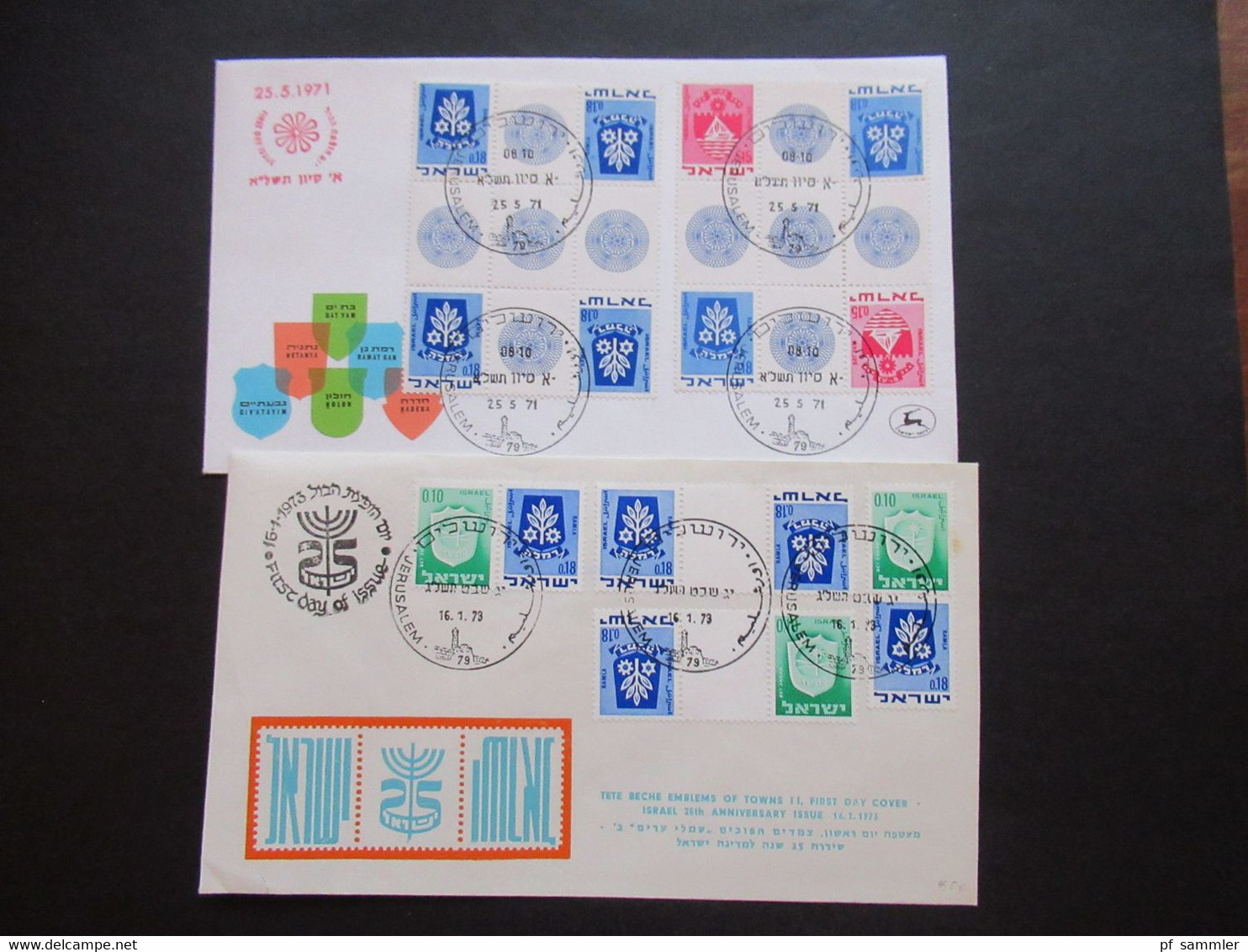 Israel 1971 / 73 Sonderbelege / FDC Jerusalem Randstücke / Herzstücke / Mittelstücke 2 Belege - Used Stamps (with Tabs)