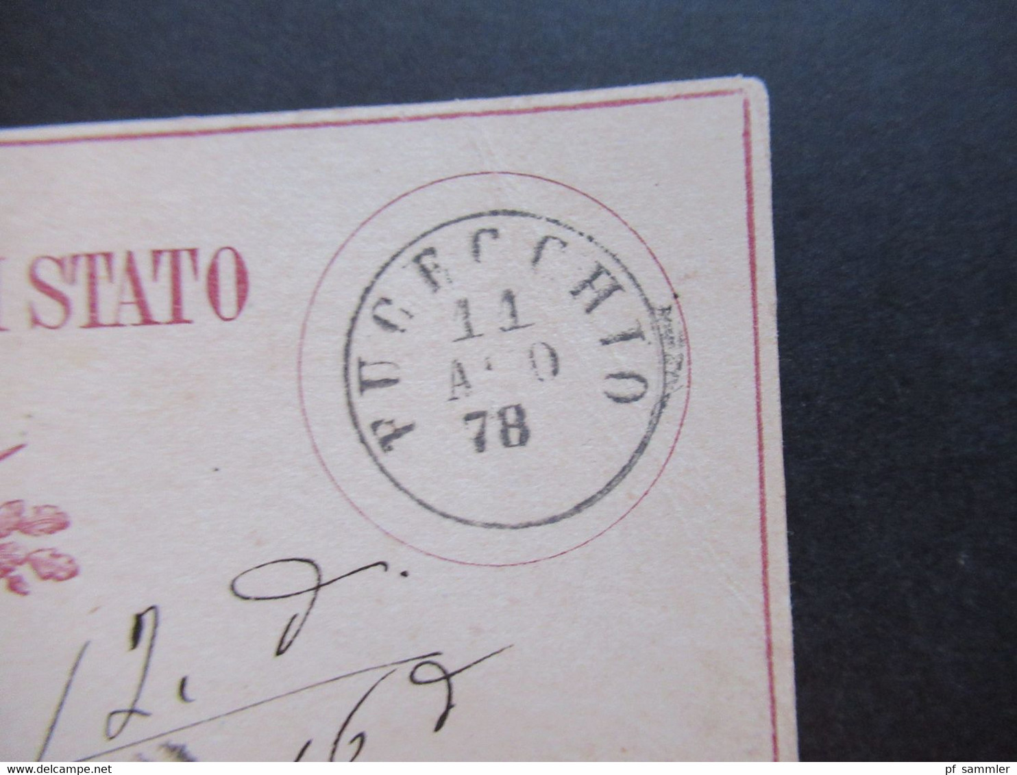 Italien 1878 Ganzsache P5 II Mit Sauberem Stempel K1 Pucecchhio Nach Pisa Gesendet - Interi Postali