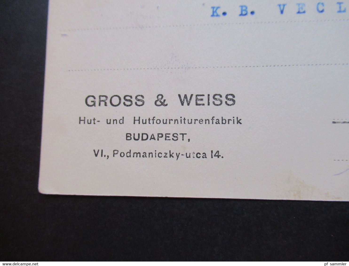 Ungarn 1913 Postkarte Firmenkarte Gross & Weiss Hut Und Hutfourniturenfabrik Budapest Nach Pilsen Gesendet - Briefe U. Dokumente