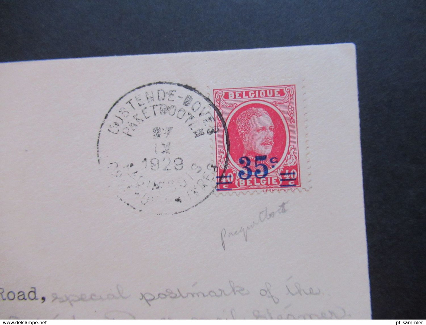 Belgien 1929 Stempel Schiffspost Paquebot / Ostende - Dover Paketbooten Drucksache Nach Birmingham - Cartas & Documentos