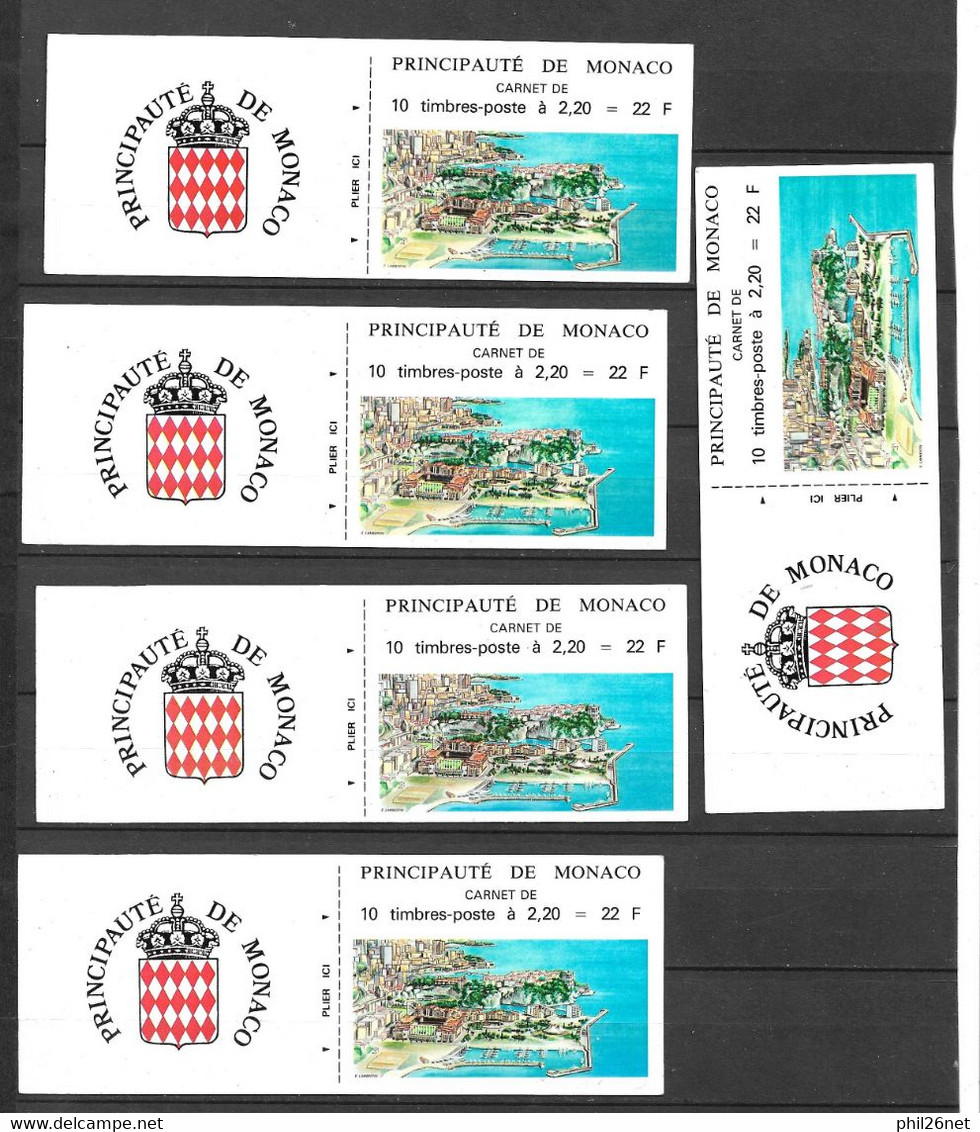 Monaco 5 Carnets N°1 Repères;date . Neufs * *  TB= MNH VF - Carnets