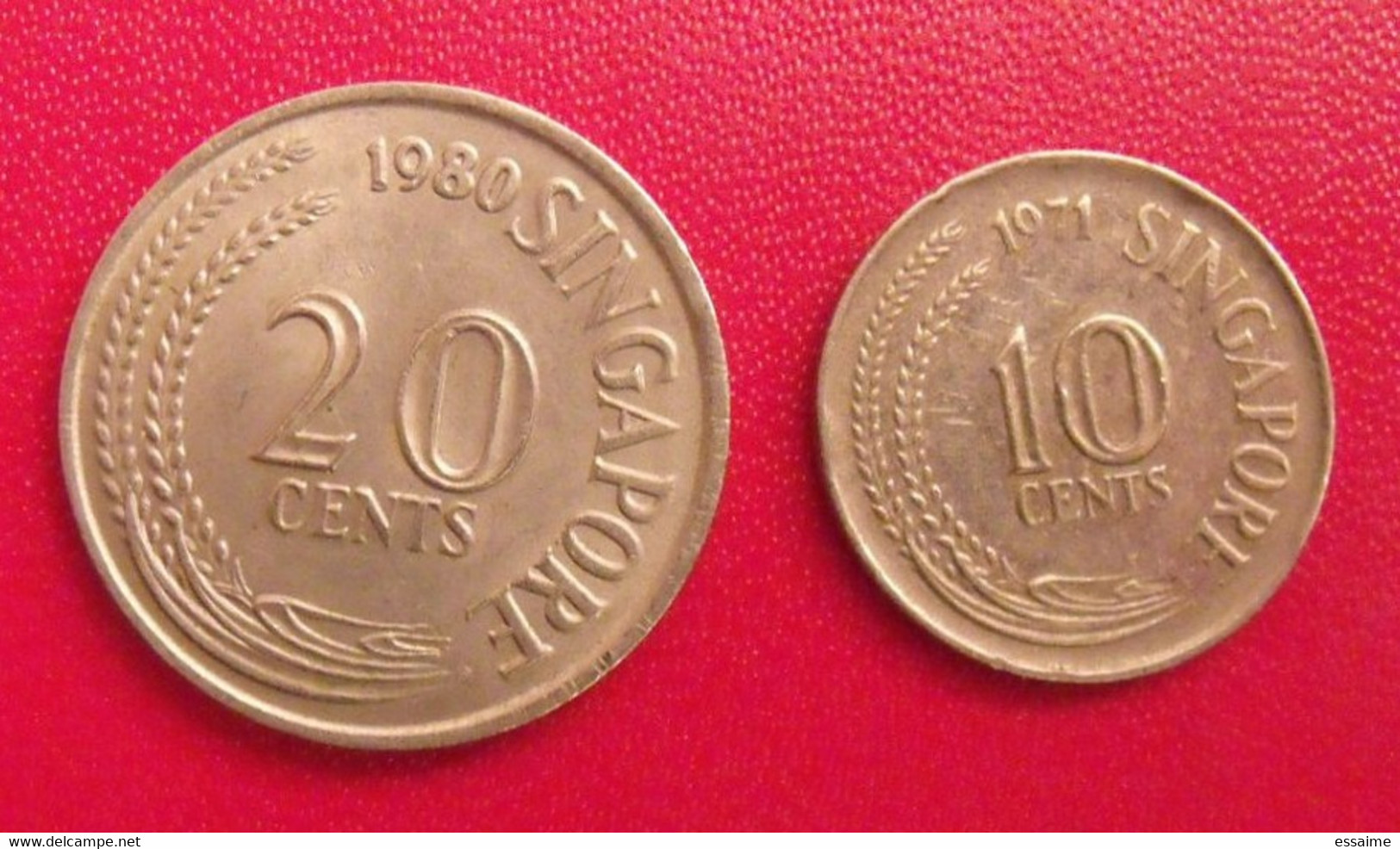 Lot De 2 Pièces De Singapour, Singapore : 10 Cents (1971) & 20 Cents (1980). - Singapore