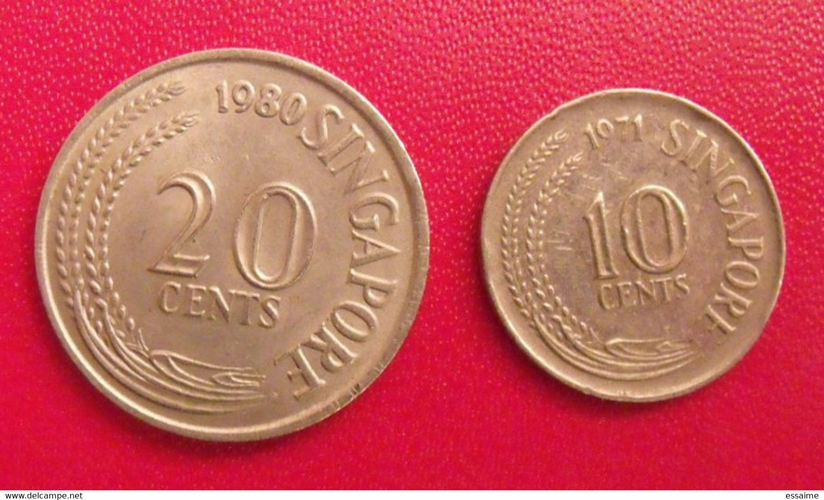 Lot De 2 Pièces De Singapour, Singapore : 10 Cents (1971) & 20 Cents (1980). - Singapour