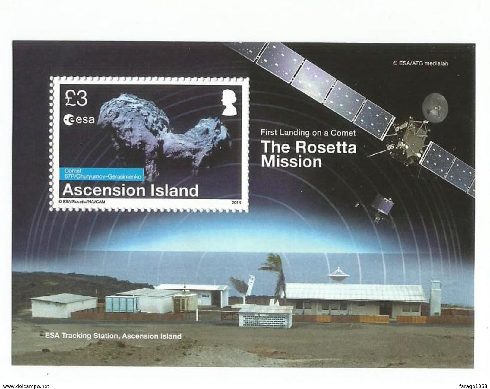 2014 Ascension Space Rosetta Mission Souvenir Sheet @ FACE - Ascensión