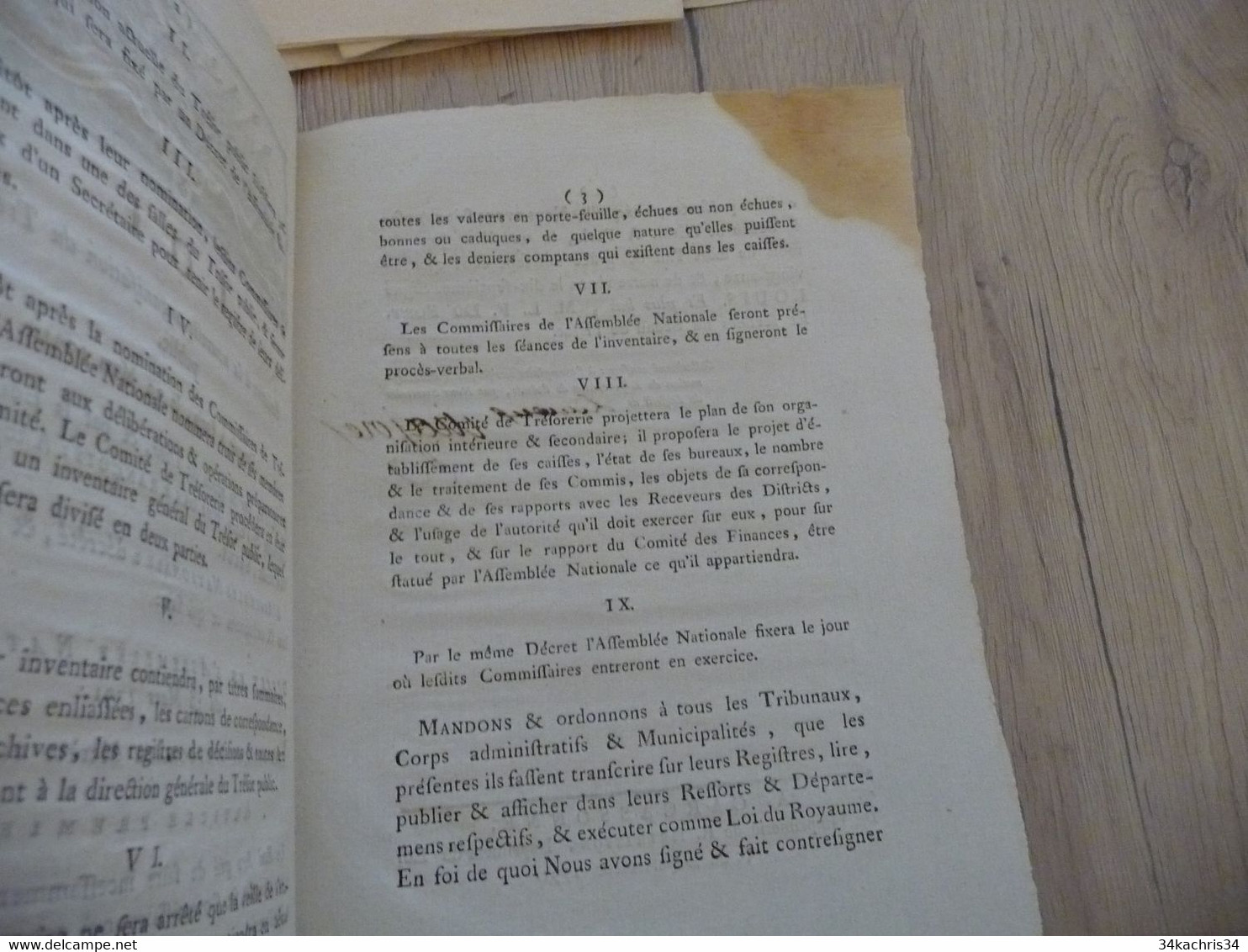 Révolution Loi 30/03/1791 Relative à La Nouvelle Organisation Du Trésor Public Autographe - Décrets & Lois