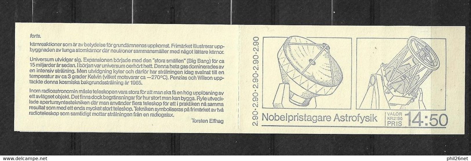 Suède Carnet N°C 1439 Prix Nobel Astrophysique Neuf  * * TB = MNH VF Non Plié Voir Scans  - Physik